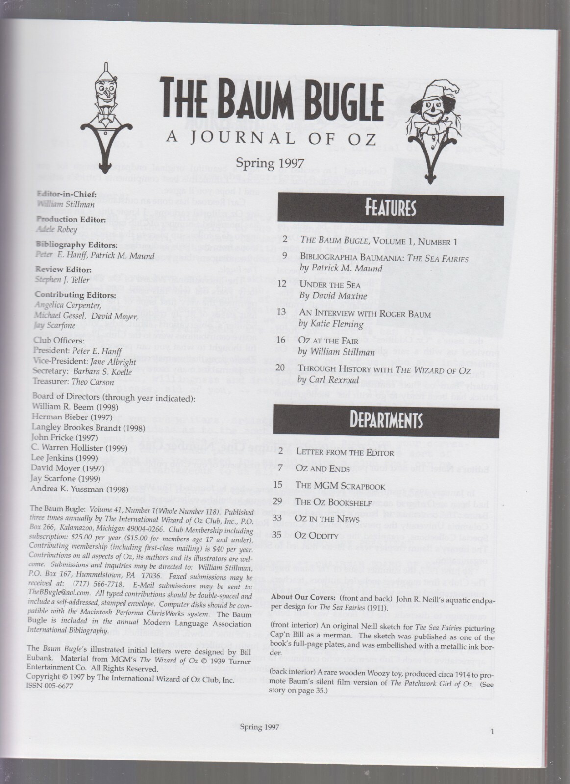 The Baum Bugle Vol 41 #1 Spring 1997 International Wizard of Oz Club 032422JENON