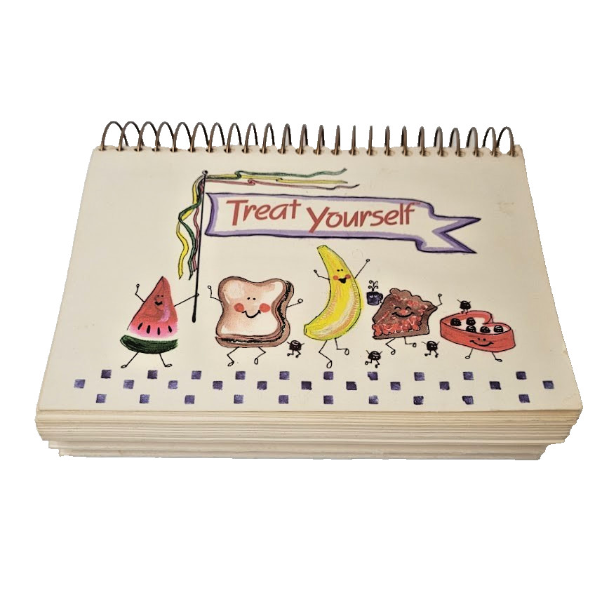 Treat Yourself 1992 Recipes Humor Cookbook VTG Every Day Year Mini Spiral Snacks
