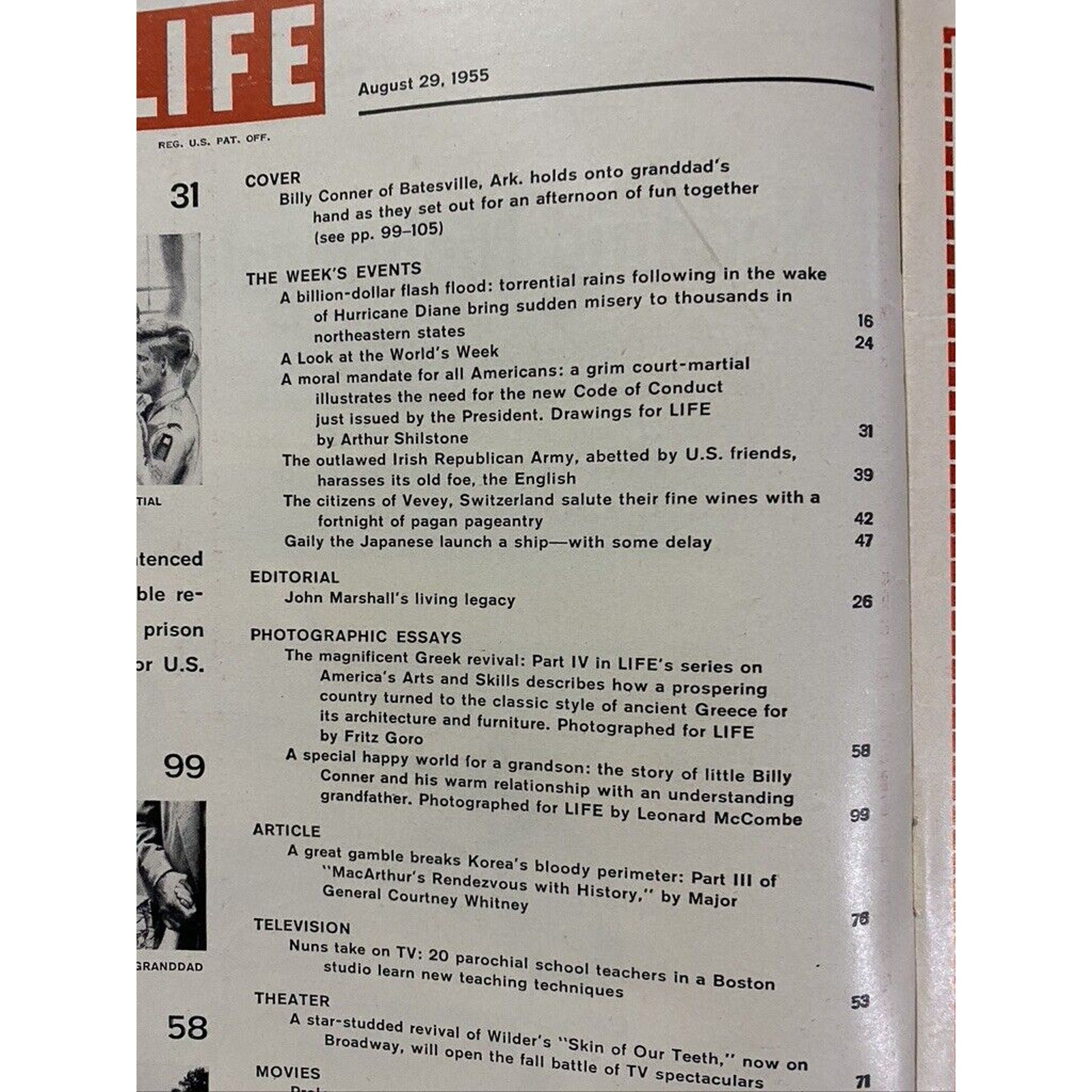 LIFE Magazine August 29 1955 Billy Conner with Granddad Cover