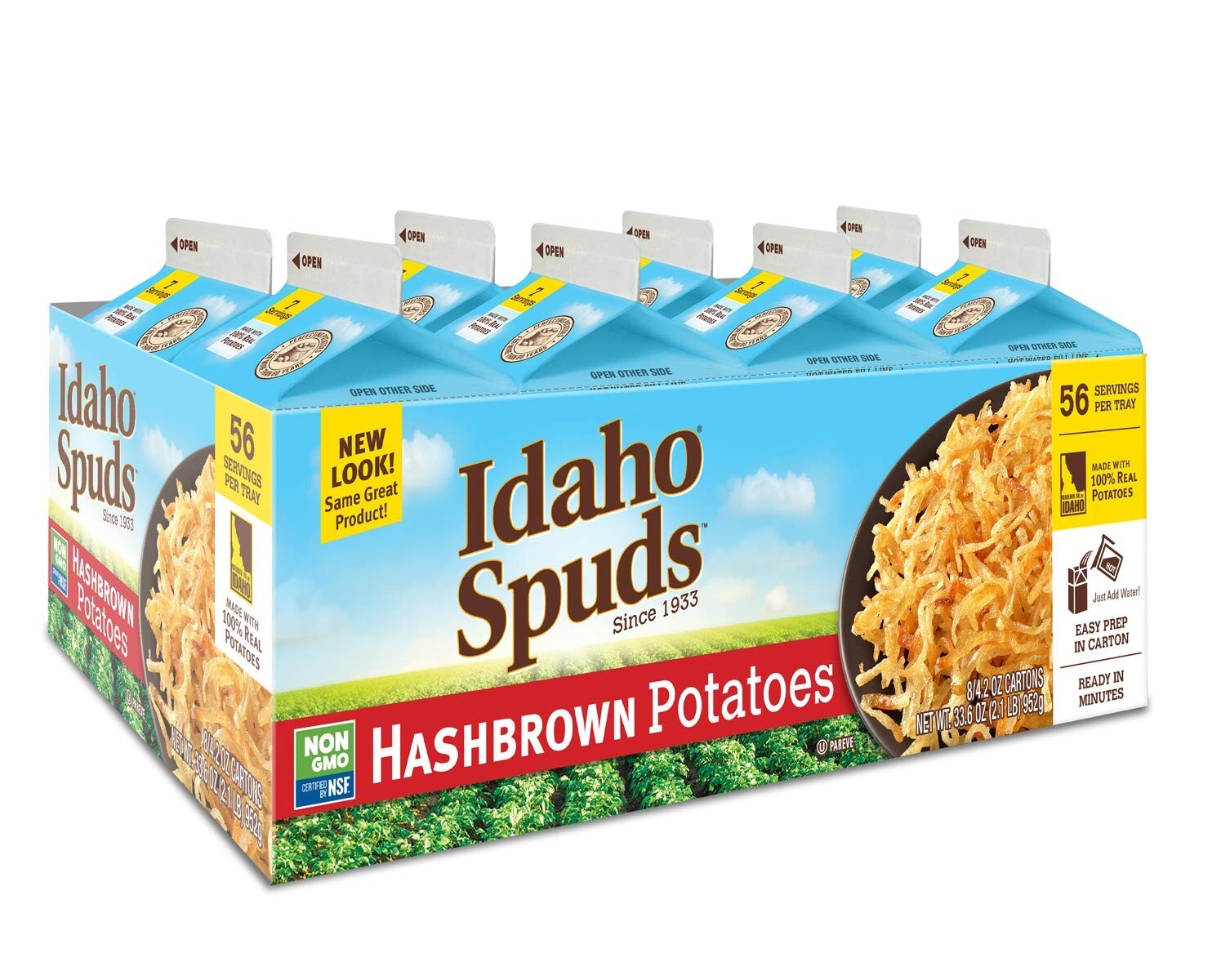 Premium Hashbrown Potatoes 4.2 Oz, 8 Pack, Made from 100 Potatoes No
