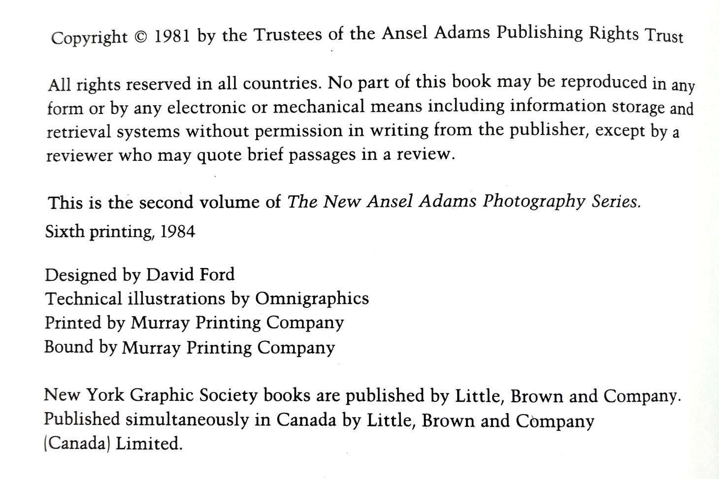 THE NEGATIVE Book 2 Ansel Adams Photography Series 1981 HC + DJ 272 pages