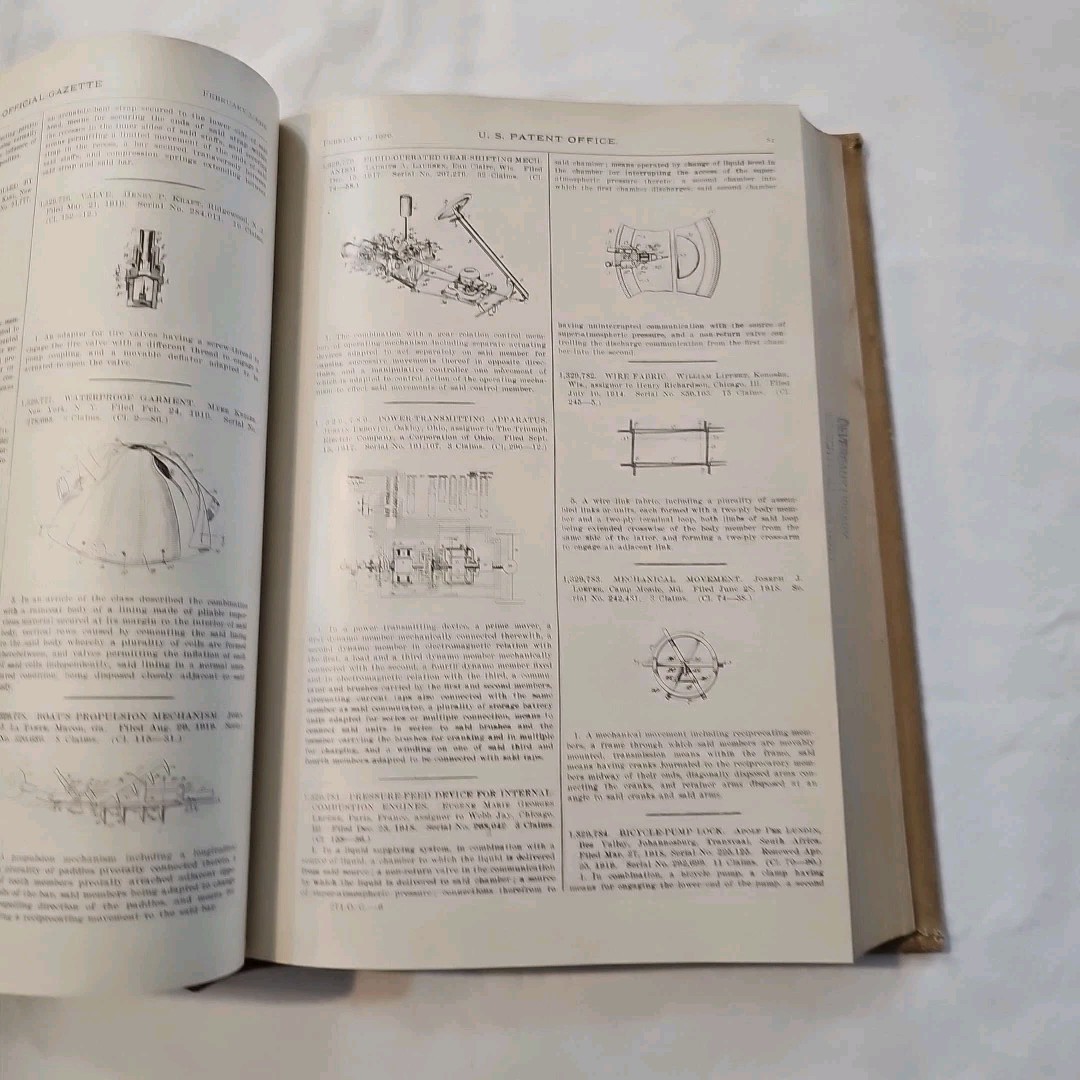 Antique Official Gazette of the United States Patent Office February 1920 Vo 271