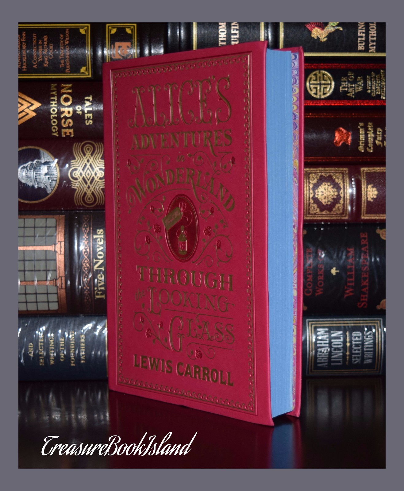 Alice in Wonderland & Through Looking Glass Carroll New Leather Bound Deluxe
