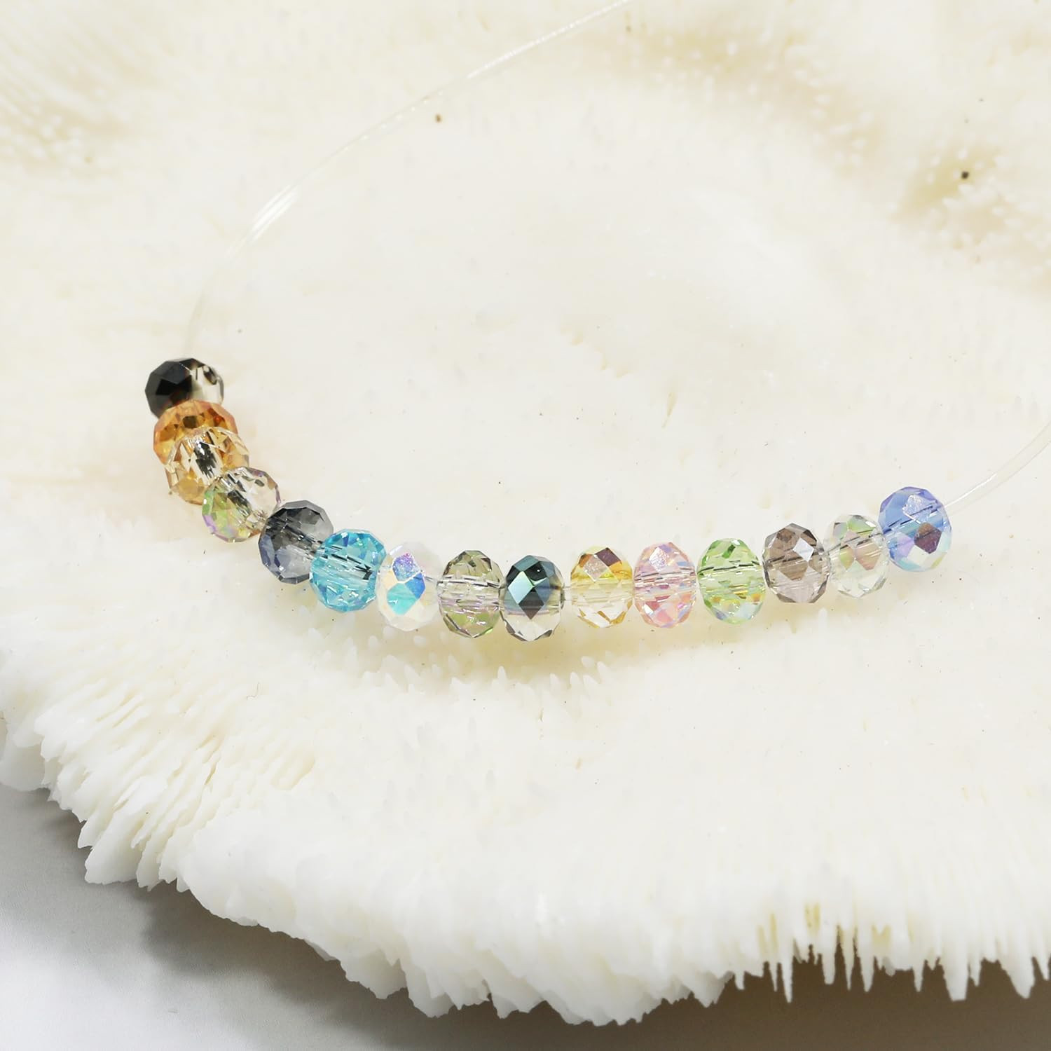 4Mm Crystal Rainbow Colors Glass Briolette Faceted Rondelle Beads for Making Jew