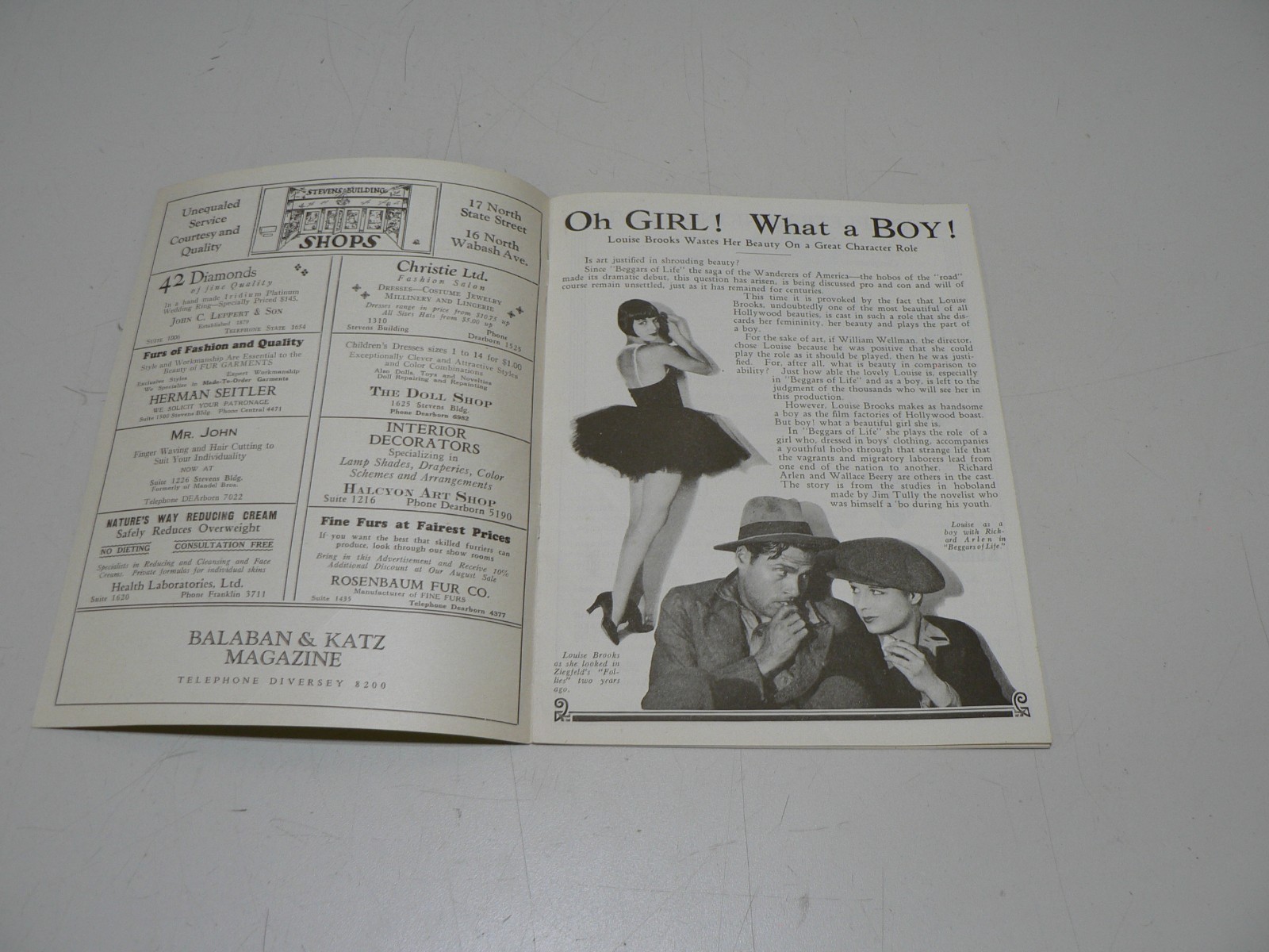 Vintage 1920’s Balaban & Katz Magazine Clara Bow Front Cover