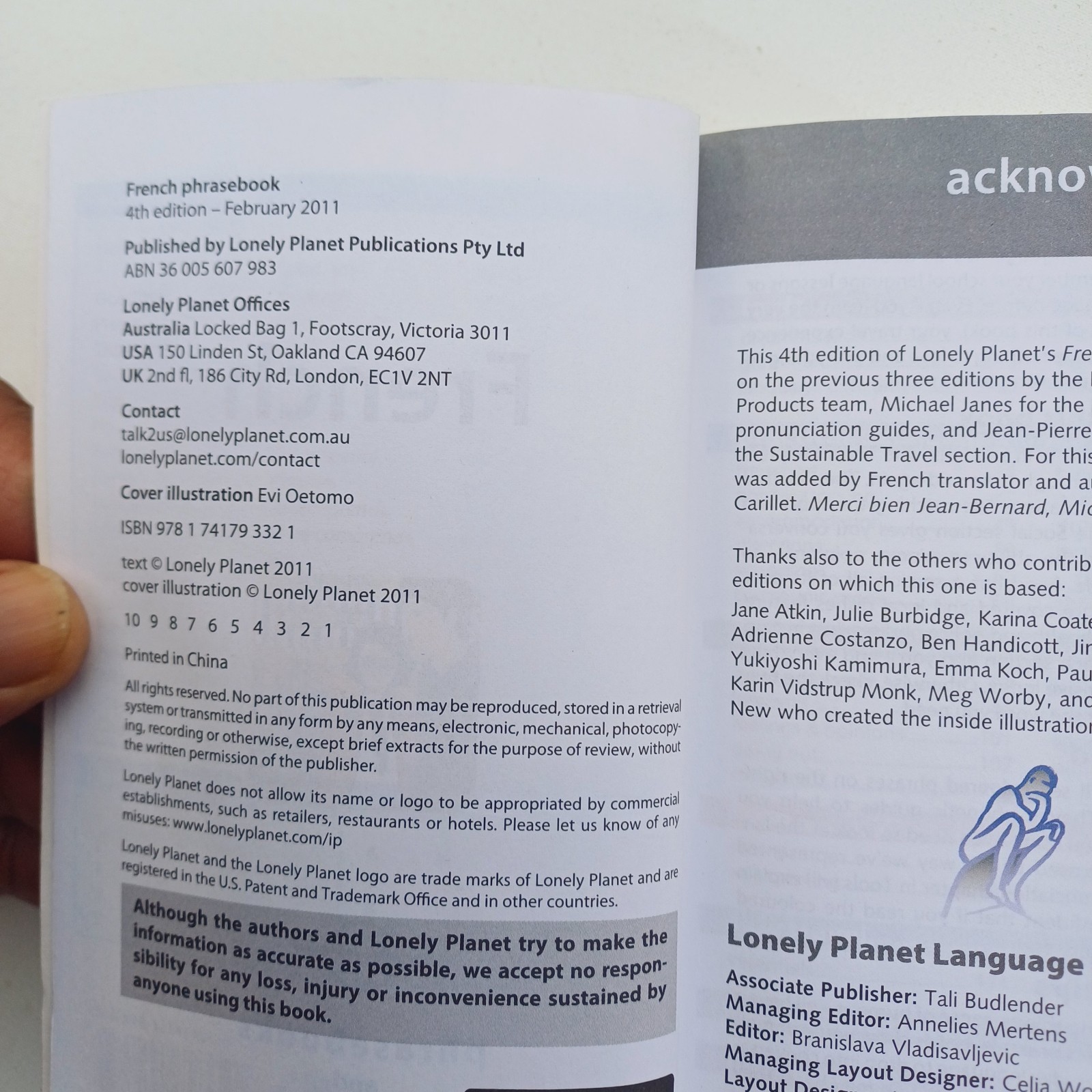 Lonely Planet French Phrasebook & Dictionary 4th Ed 2011 Palm Sized 140mm x 95mm