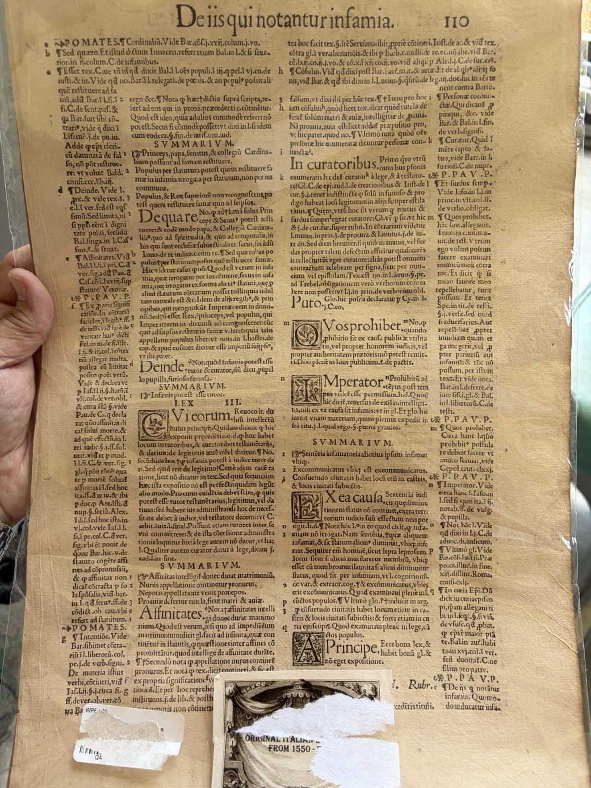 Antique Original 16th Century 1500’s Large 16.5×11 Inch Italian Book Pages 8
