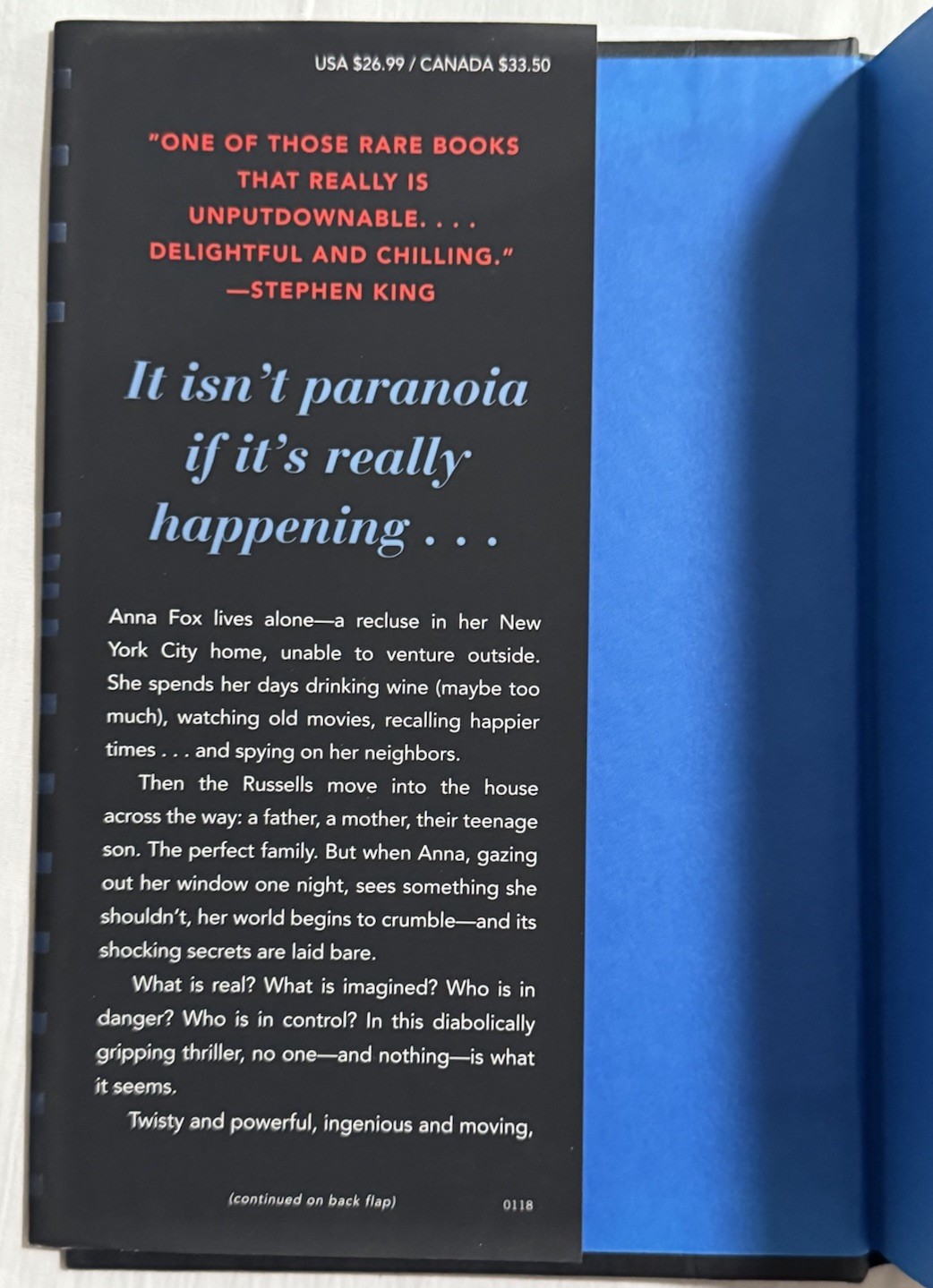 A J Finn The Woman In The Window Signed Special First Edition 2018 Hardcover