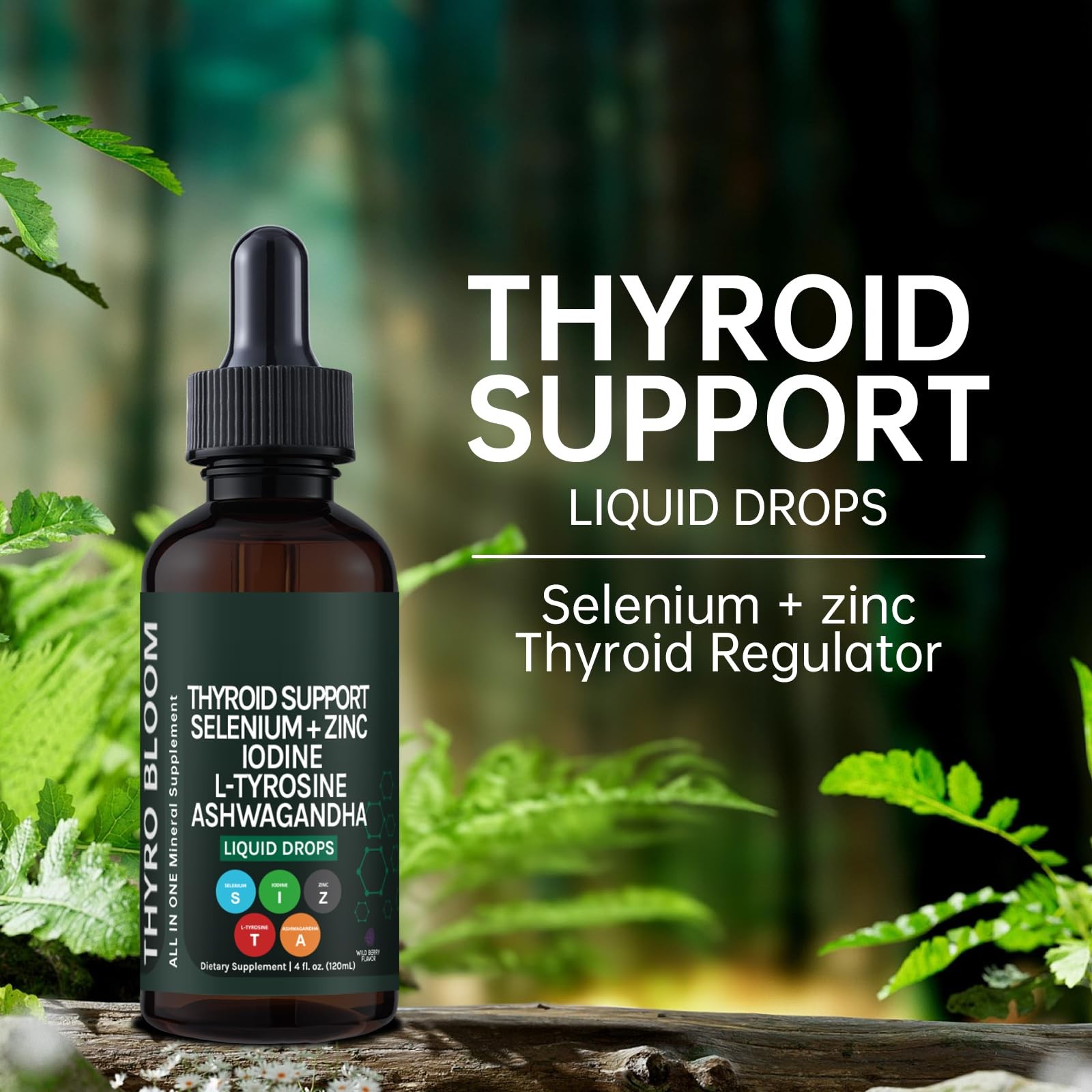 Thyroid Support Liquid Drops,Liquid Formula with 4 Fl Oz (Pack of 1)