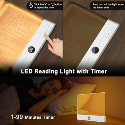 Flat Book Light for Bed Reading, Rechargeable M For A5 Size Books(5.8*8.3in)