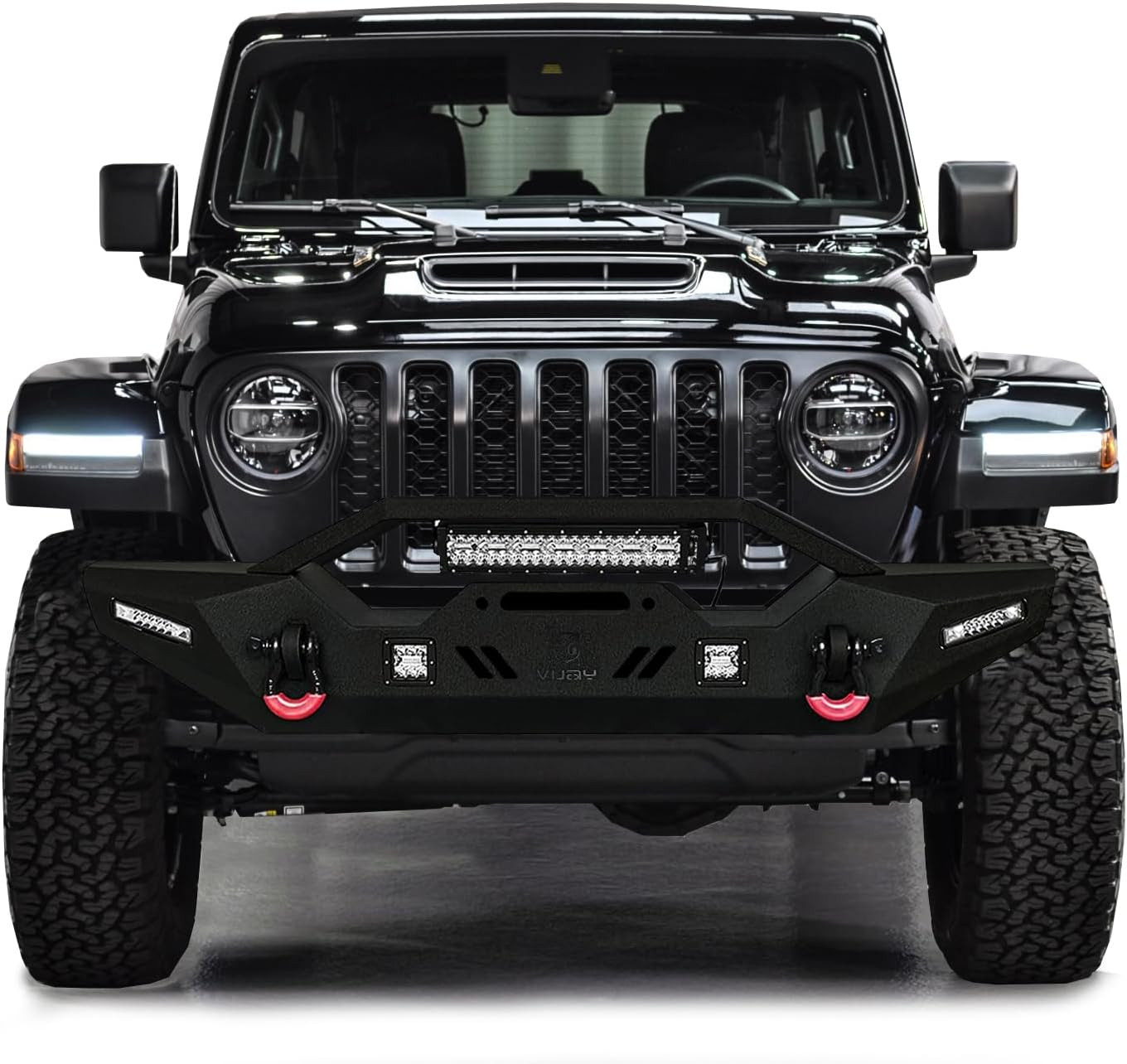 Compatible with 2007-2025 Wrangler JK/JL 2/4 Door Front Bumper Textured Black St