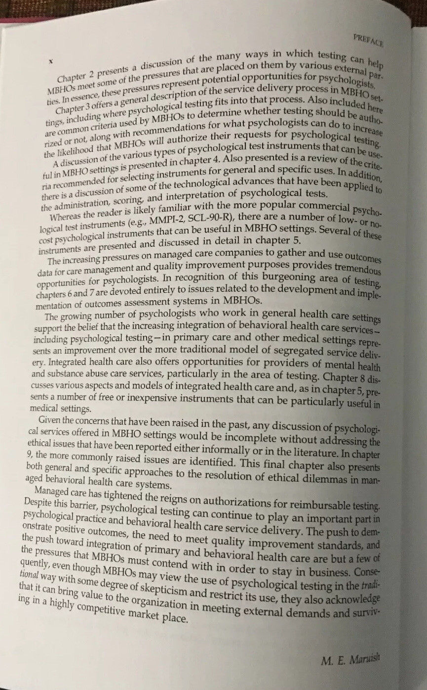 Psychological Testing in the Age of Managed Behavioral Health Care (2001) MINT!!