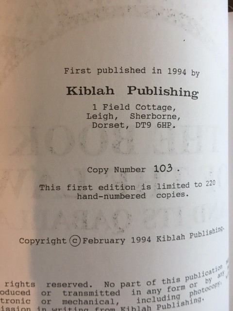 the Book of the Law and Its Qaballa SIGNED Jake Stratton Kent Aleister Crowley