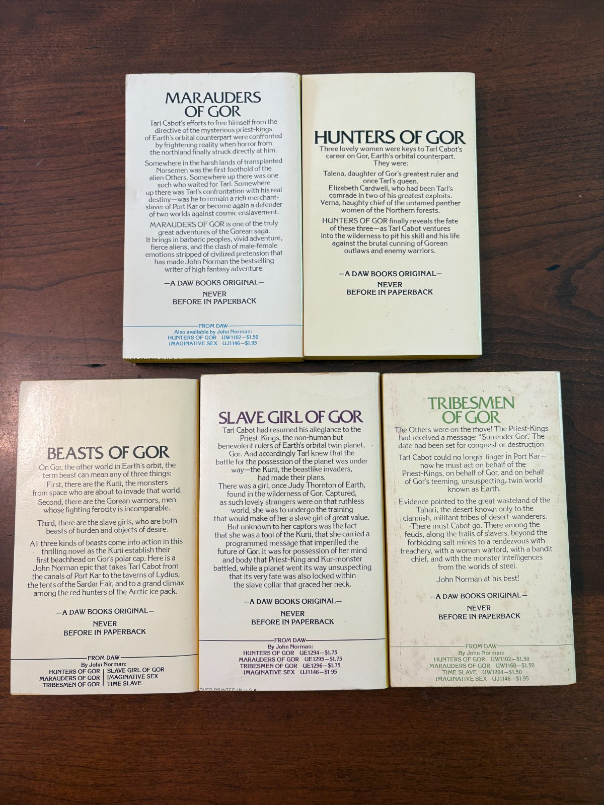5 John Norman Gor Books, 1970’s, DAW publishing, 1st’s? Very Nice Cond Vols 8-12