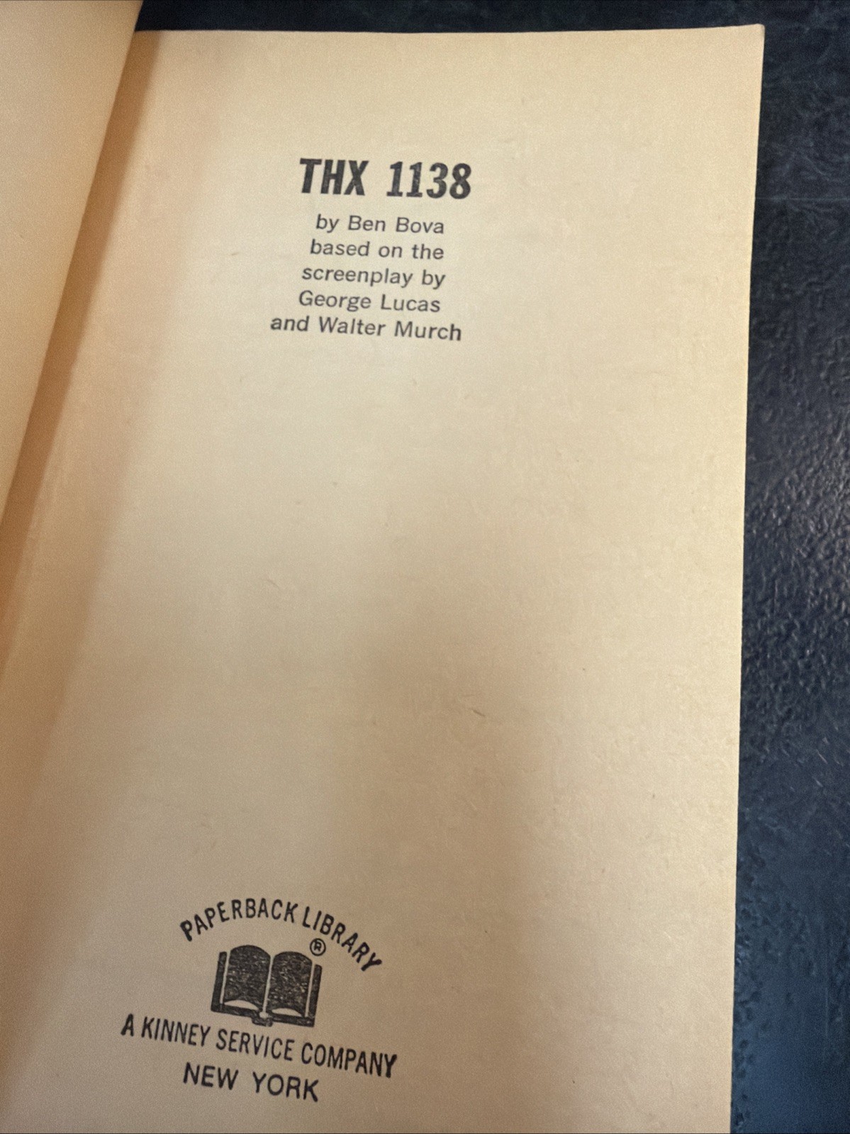 Ben Boca THX1138 Mmp Screenplay George Lucas First Printing Film Tie-In