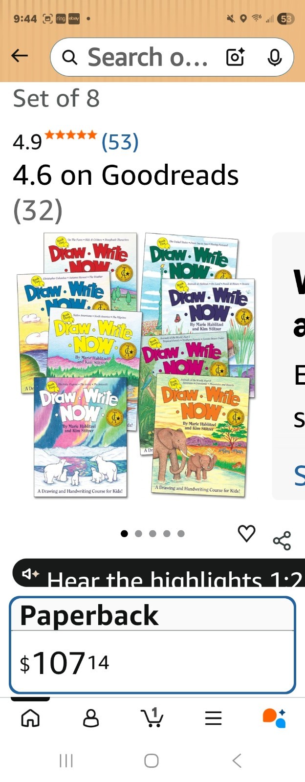 Draw Write Now Set Of 8 Unused Books W/Instructions In Taped Box Great Condition