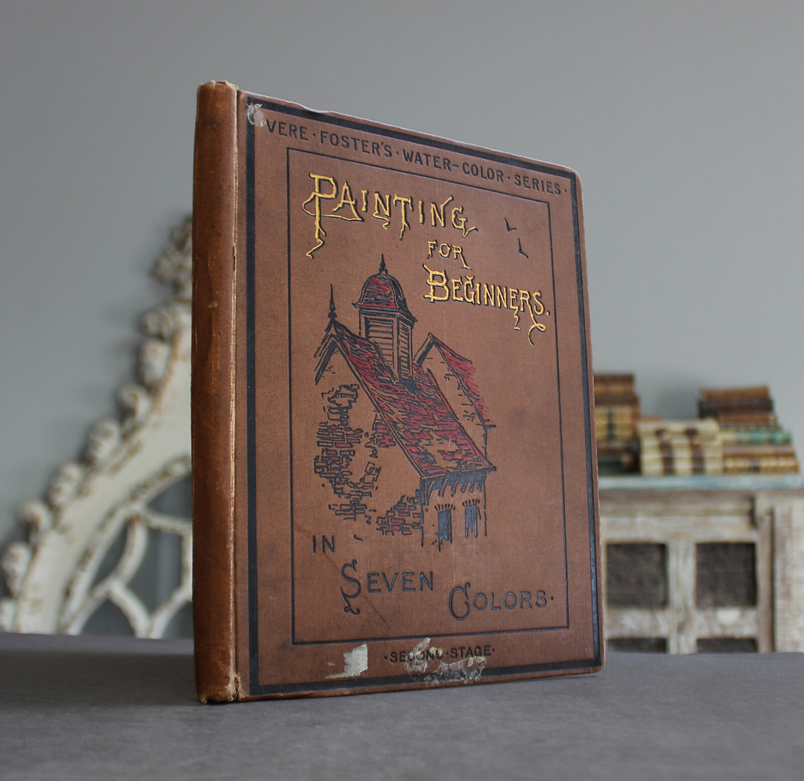 Rare Antique Old Book Beginner Watercolor Series Painting ~1890 Illustrated Work