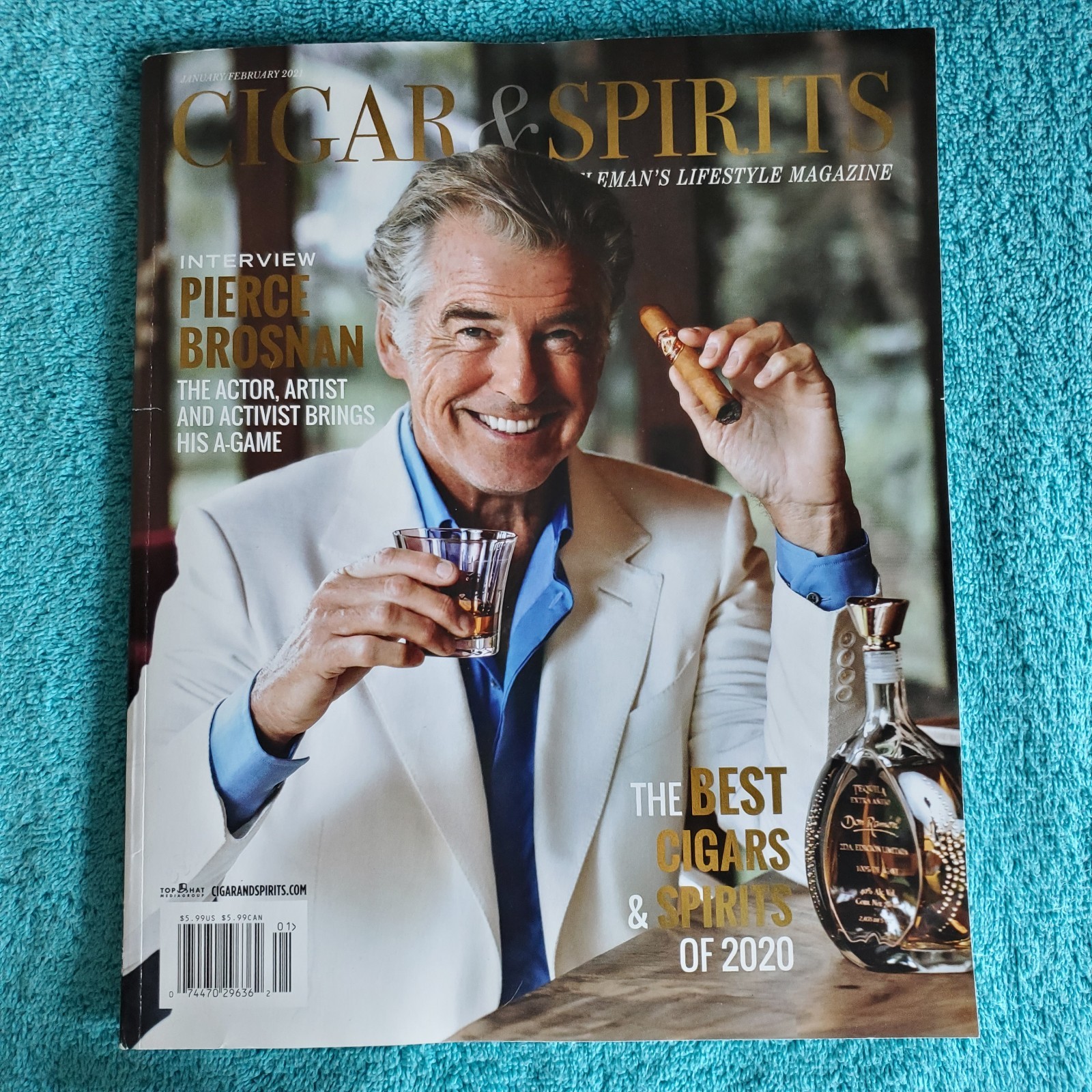 PIERCE BROSNAN cover CIGAR & SPIRITS 2021 Gentleman’s Lifestyle Magazine~Actor