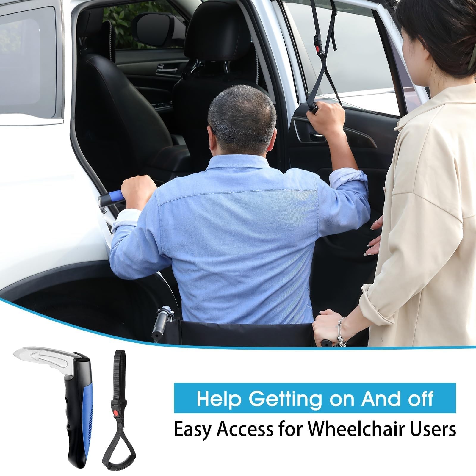 3-in-1 Mobility Independence Kit: Car Door Handle Assist, Portable Lift Aid for