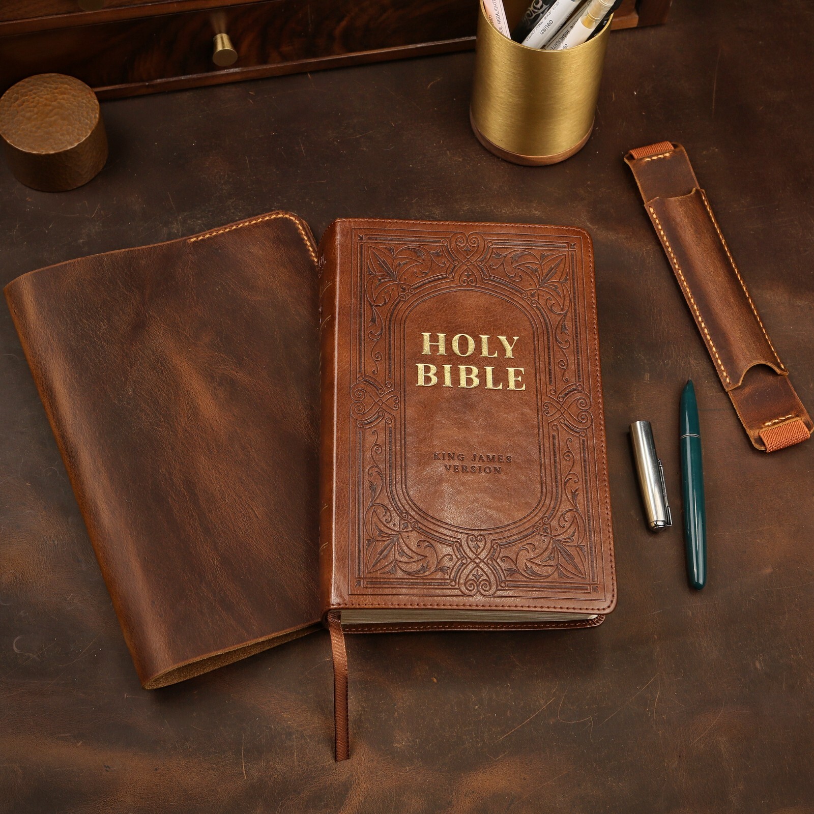 Personalized KJV Holy Bible cover, Custom leather holy bible book case cover