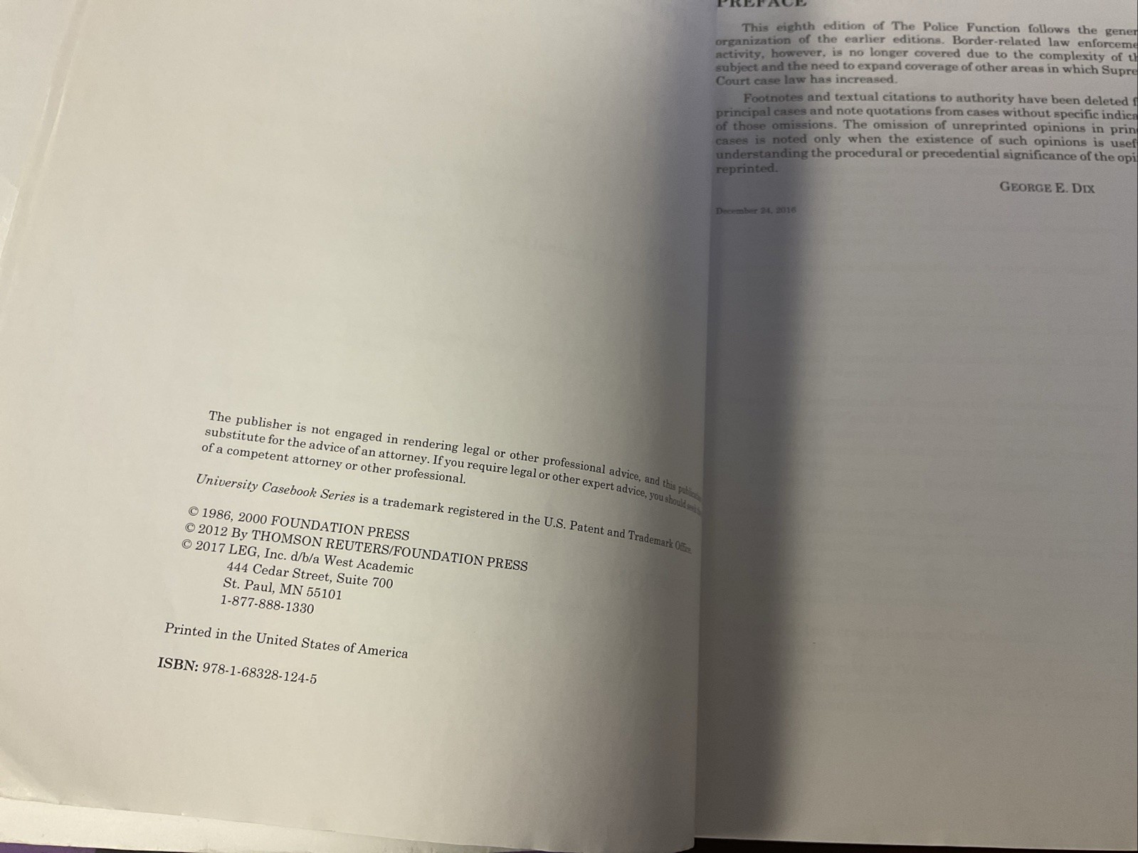 The Police Function (Coursebook) (Un…, Dix, George E.