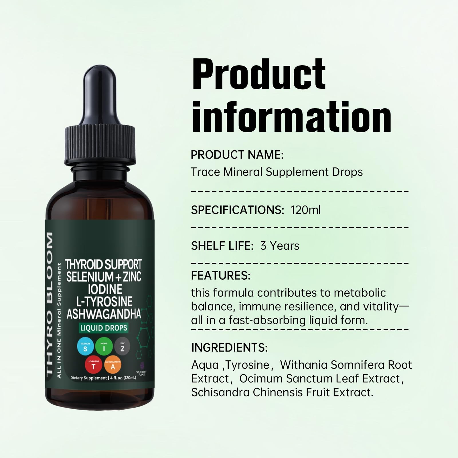 Thyroid Support Liquid Drops,Liquid Formula with 4 Fl Oz (Pack of 1)