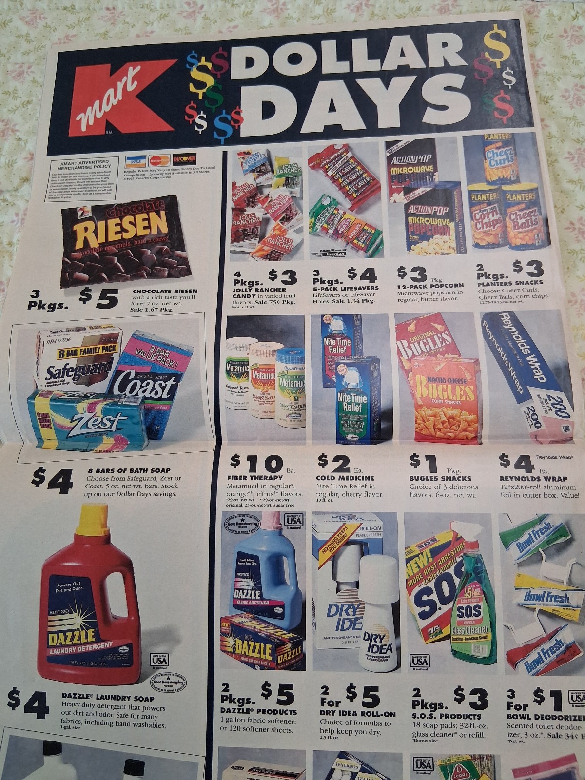 Vintage Kmart Department Store Weekly Newspaper Brochure Flyer 1992 Dollar Days