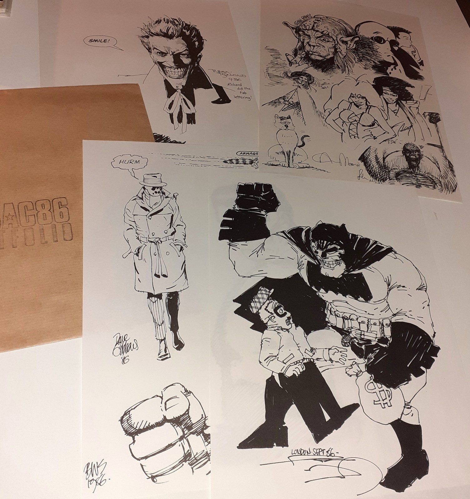 UKCAC 1986 PORTFOLIO Alan Moore Frank Miller Brian Bolland Batman Joker Watchmen