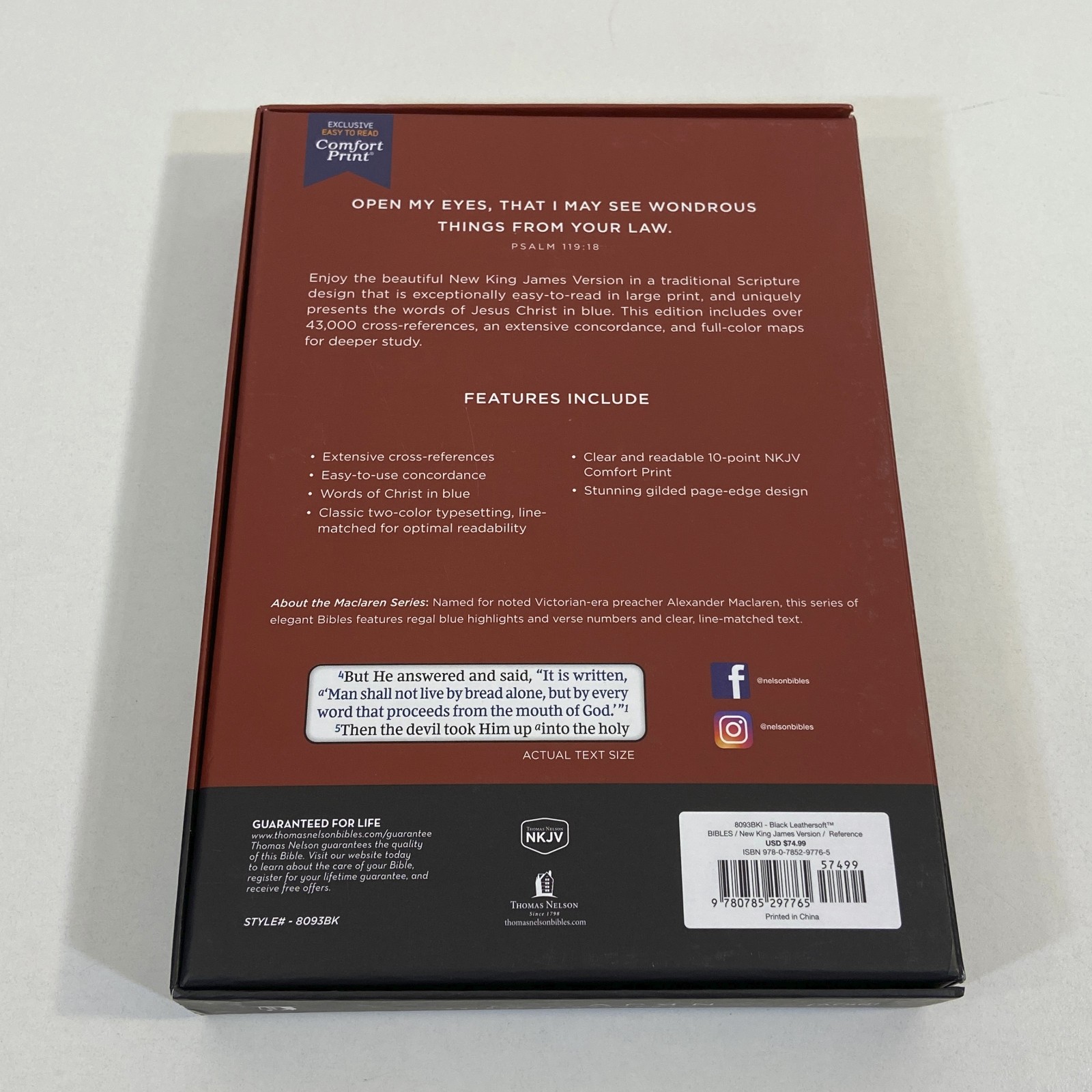 NKJV Large Print Thinline Reference 2023 Blue Letter Black Leathersoft Bible