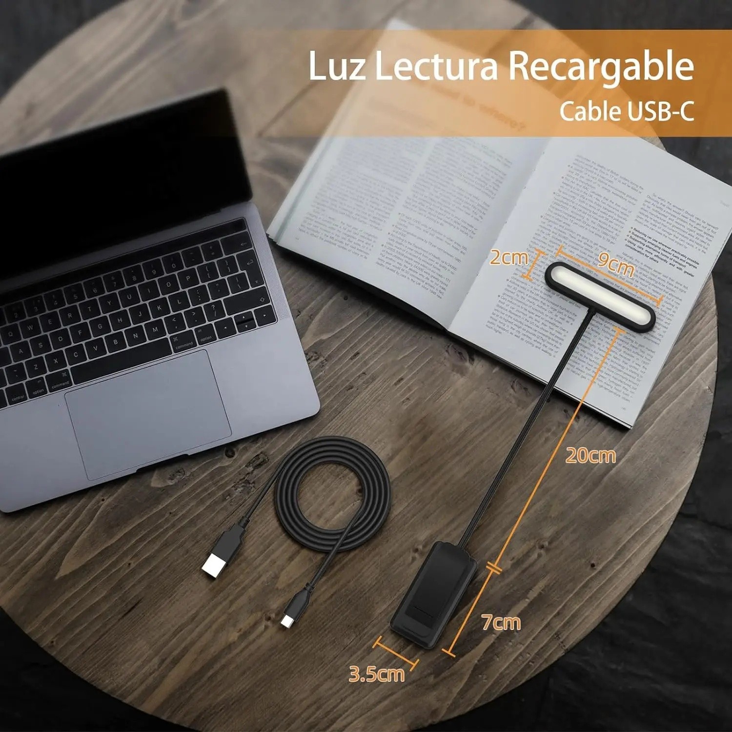 USB Rechargeable LED Book Light Flexible Clip On Reading Lamp Bed Travel