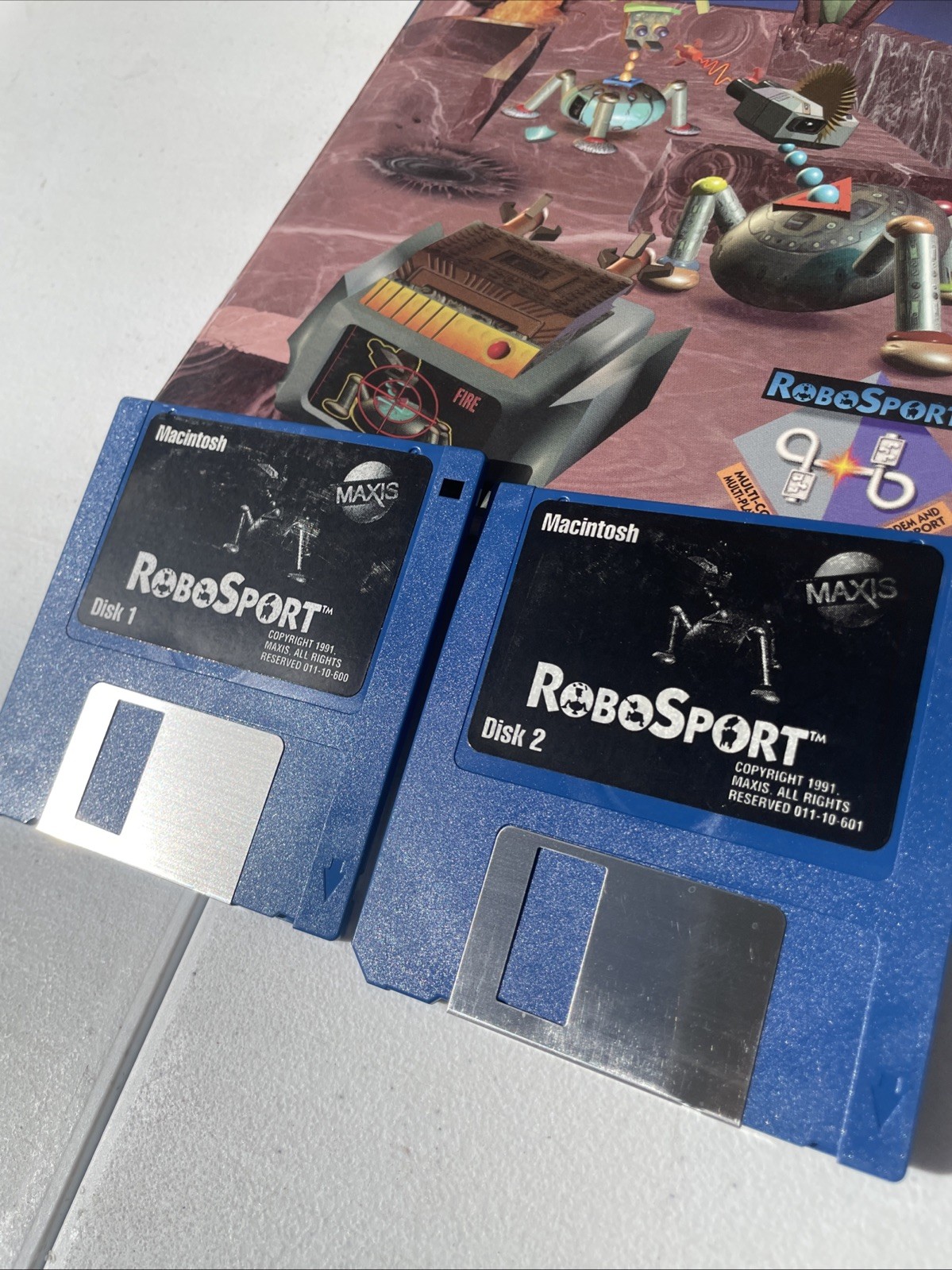 ROBOSPORT 1991 Computer Game Maxis 5.25″ and 3.5″ PC Floppy & Manual Only Mac