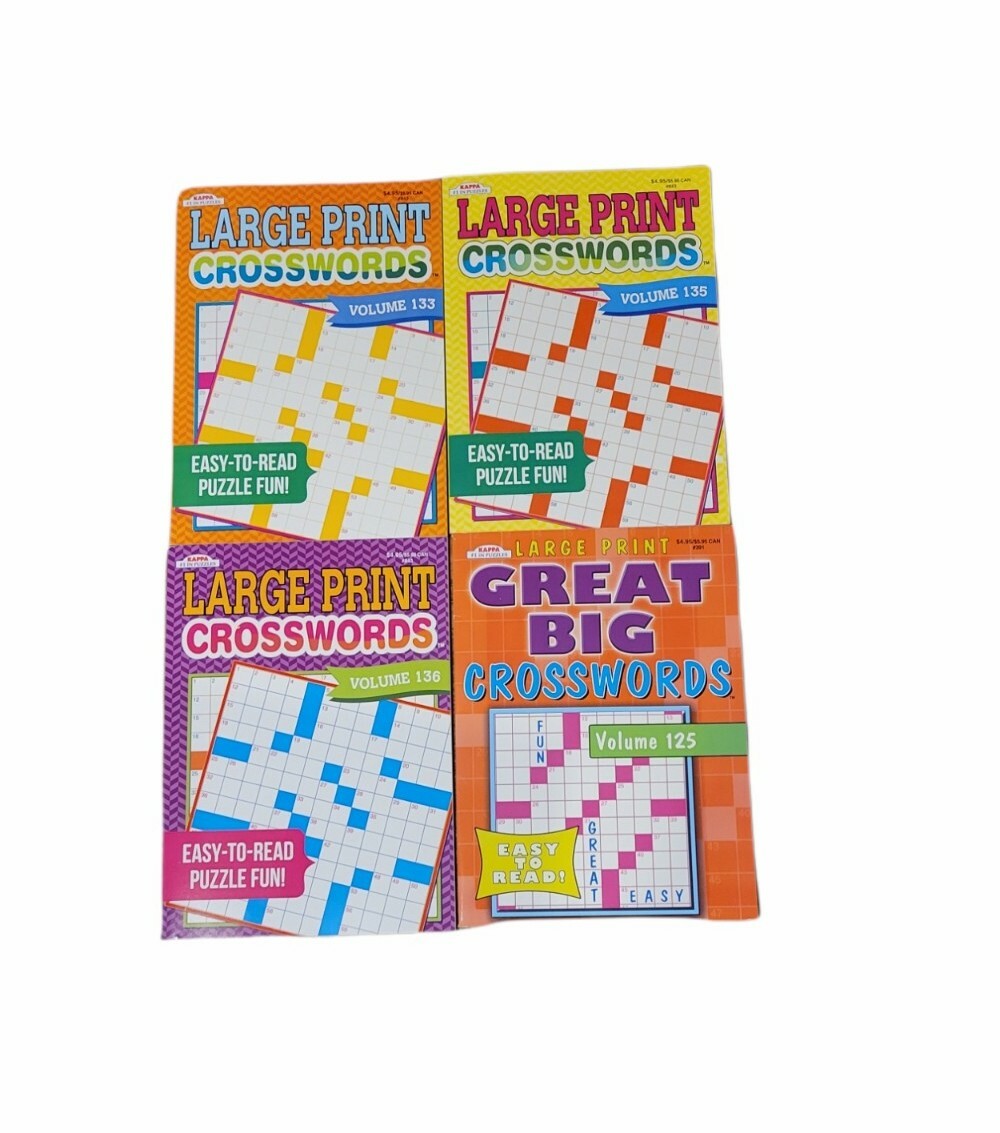 4 Crossword Puzzle Books Full Size Large Print Volumes Vary US seller