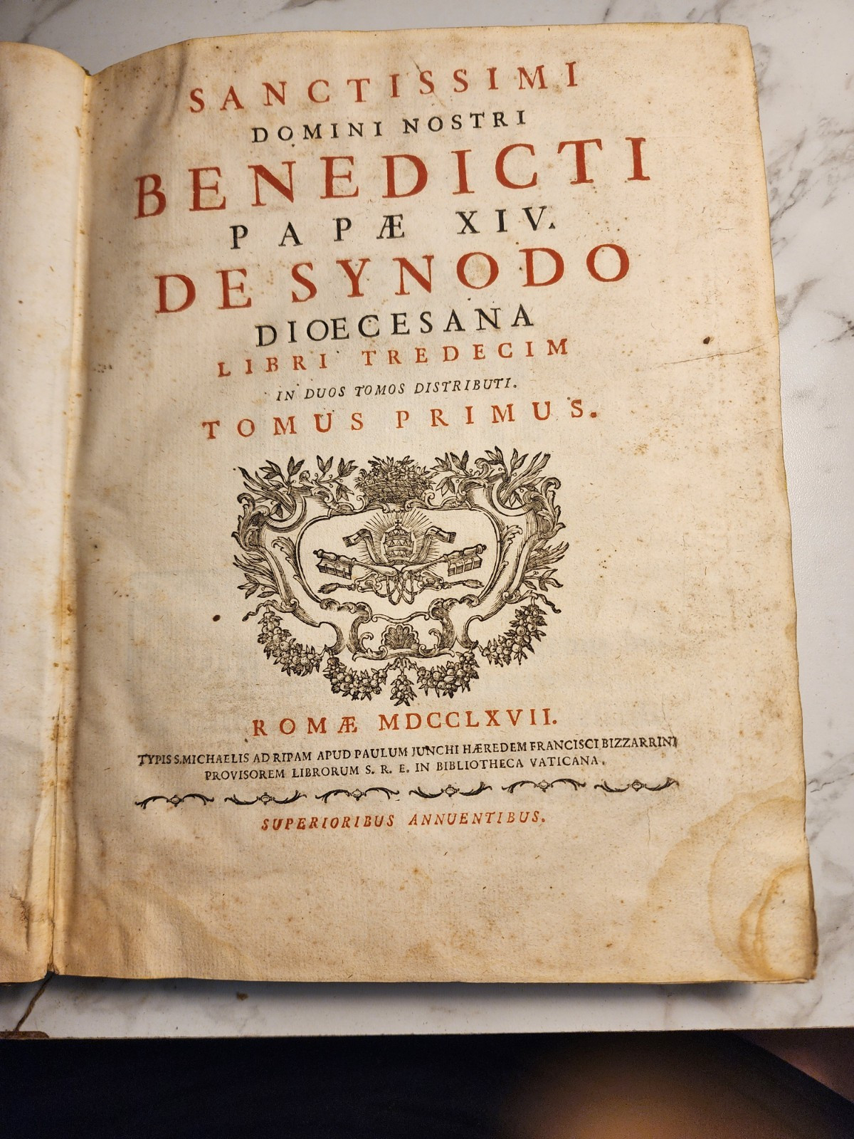 Benedict XIV De Synodo Dioecesana Tomus I Latin Leather Illustrated Rome 1767
