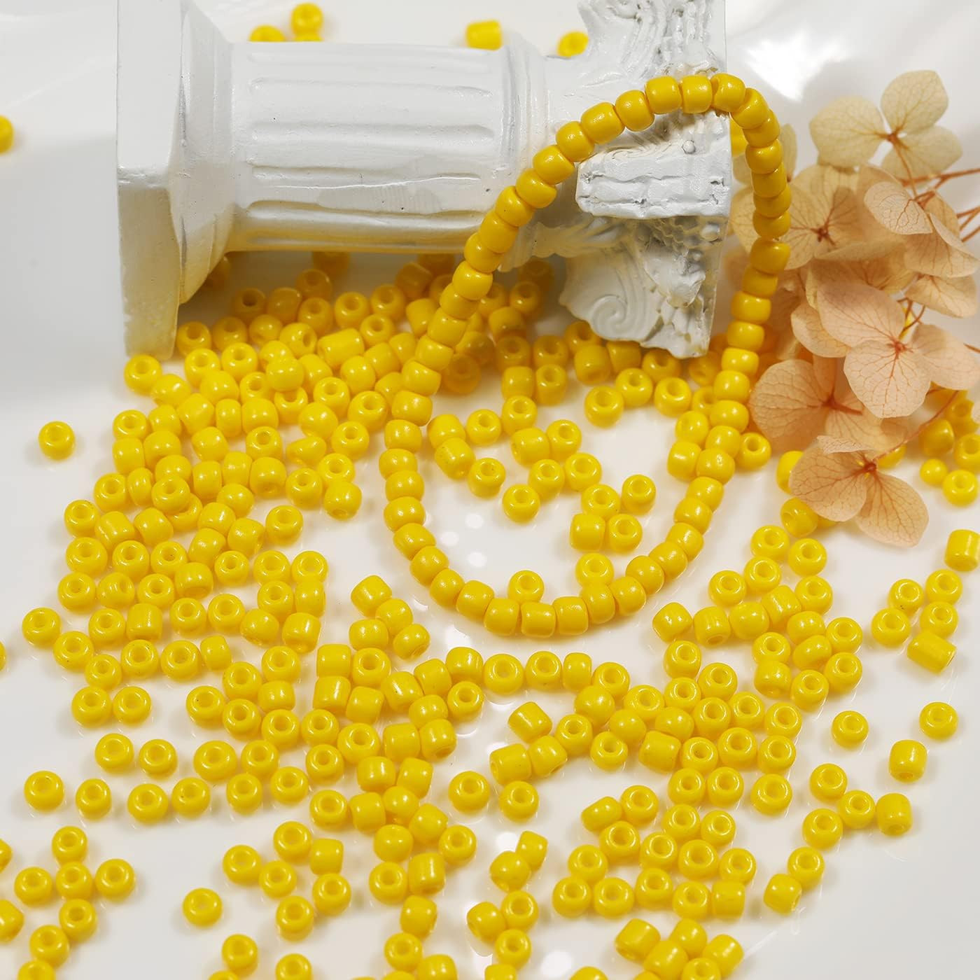 Bala&Fillic Yellow Color 4Mm Seed Beads about 1200Pcs/100Grams in Bag, 6/0 Glass