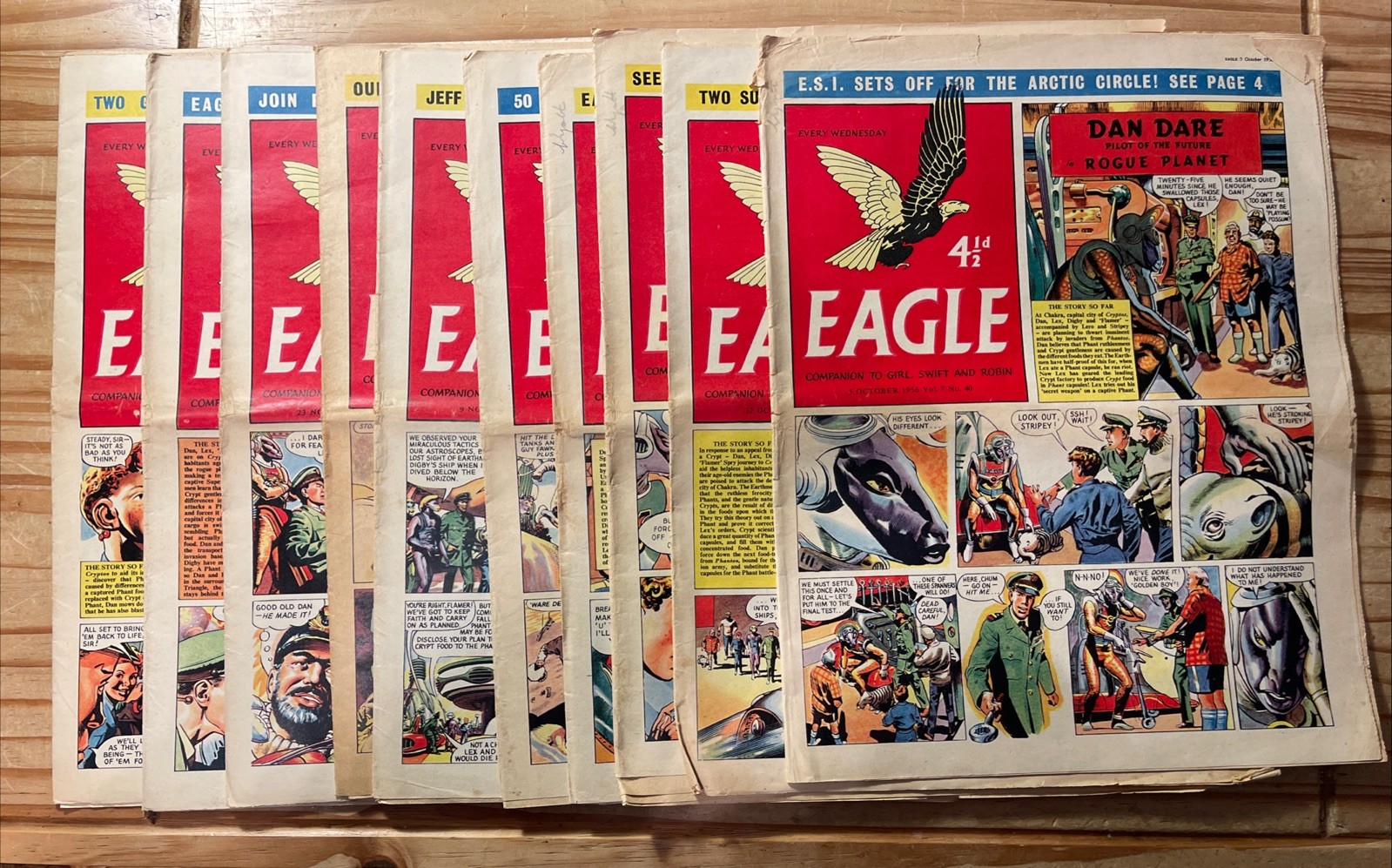 Eagle Comic X10 G to VG 1956 Vol 7 #40 to 49 Consecutive, Dan Dare
