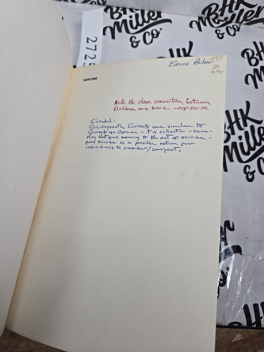 Vintage 1966 Suicide Study In Sociology Emile Durkheim Free Press Red PB USA