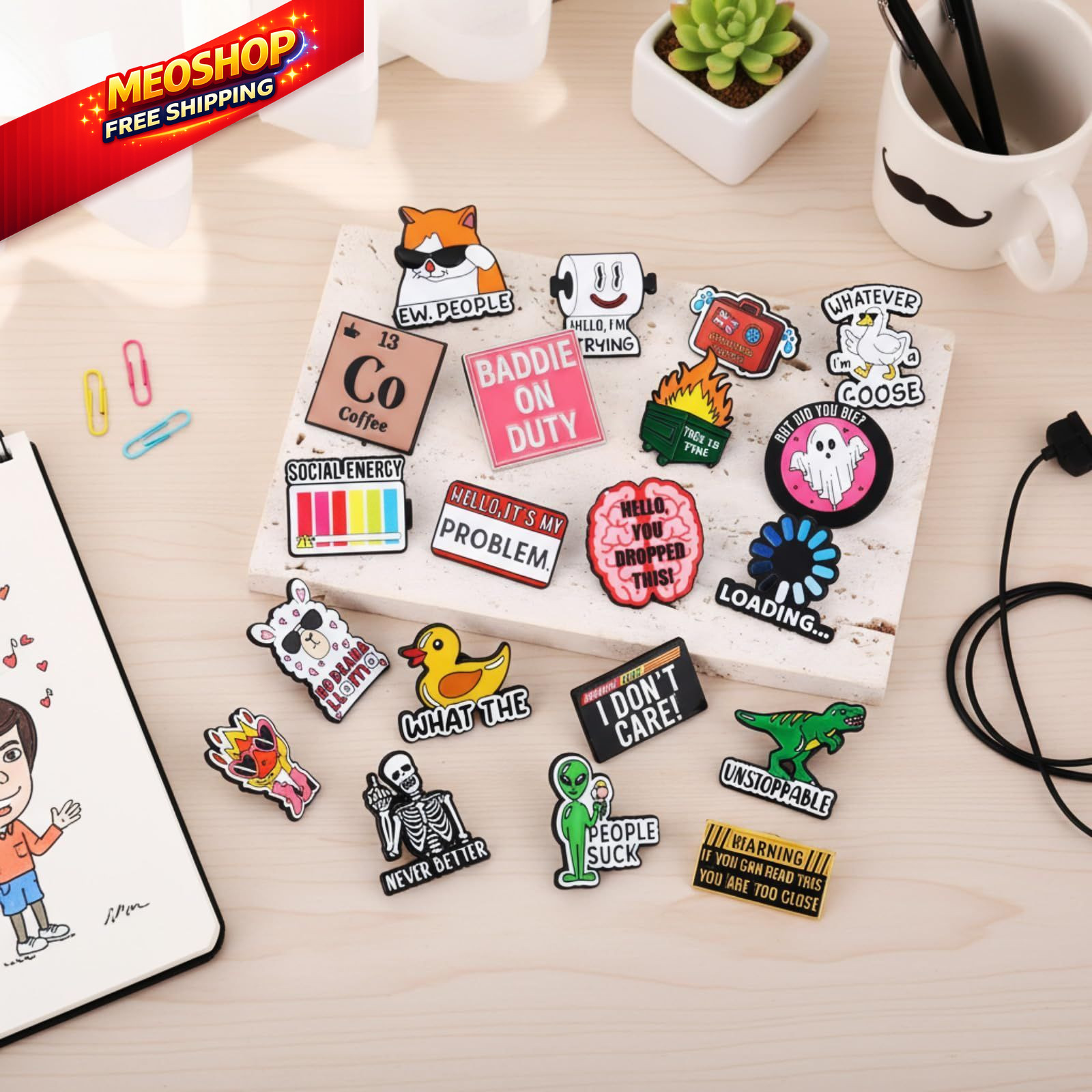 Huquary 20 Pack Funny Enamel about 1.18 x 0.79 inch /3 x 2 cm, multicolor