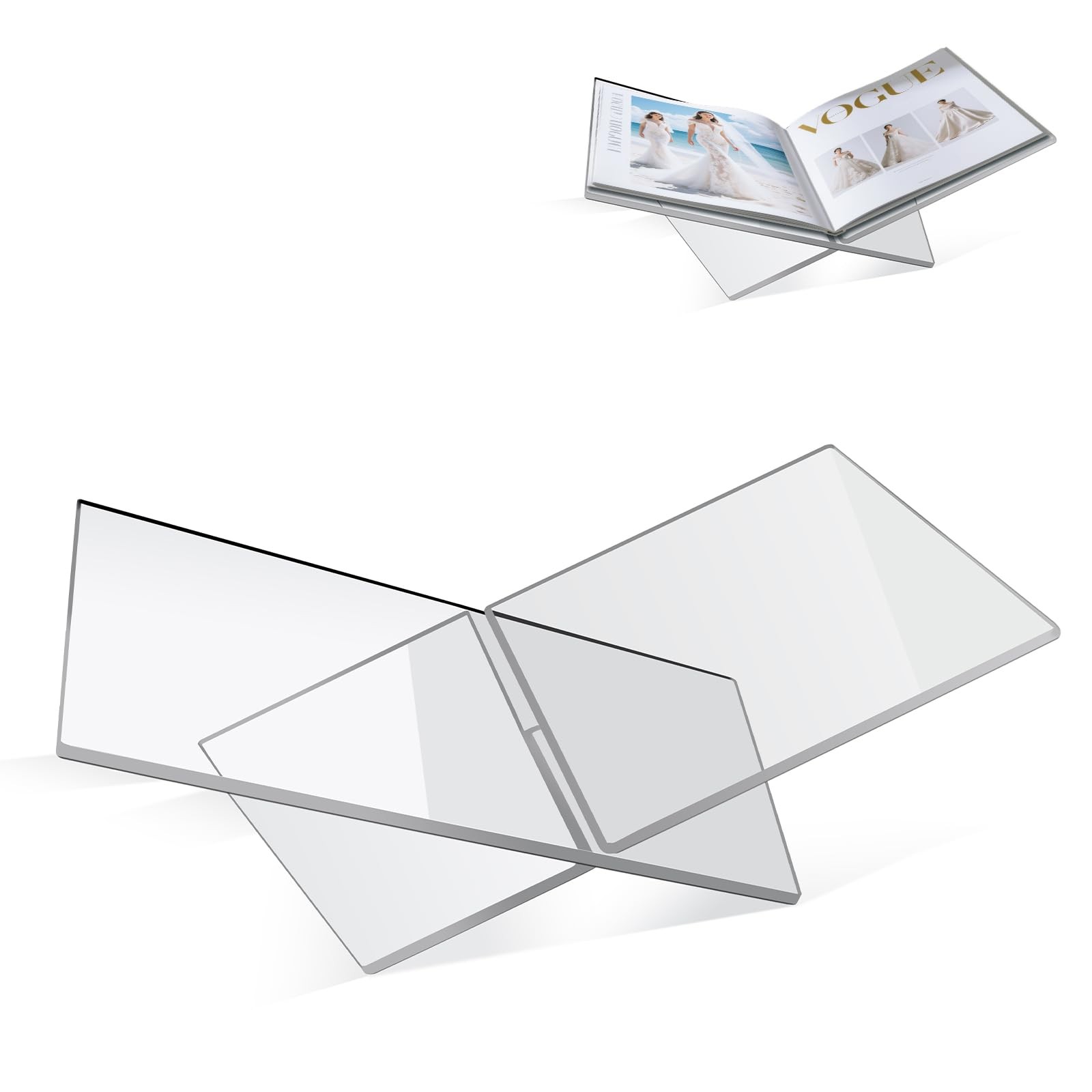 Clear Acrylic Book Stand – Large 12.6 x 6.7 x 5 in Book Holder for Cookbooks,…