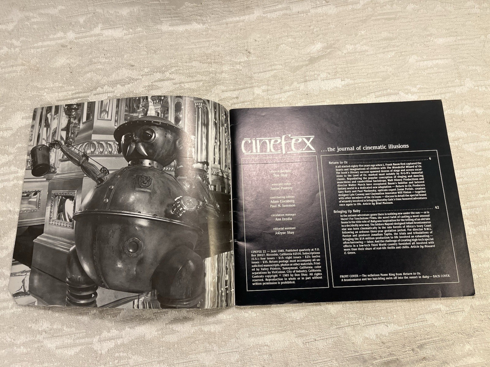 CINEFEX # 22 – Return to Oz, Bringing Up Baby 1985 — 8482