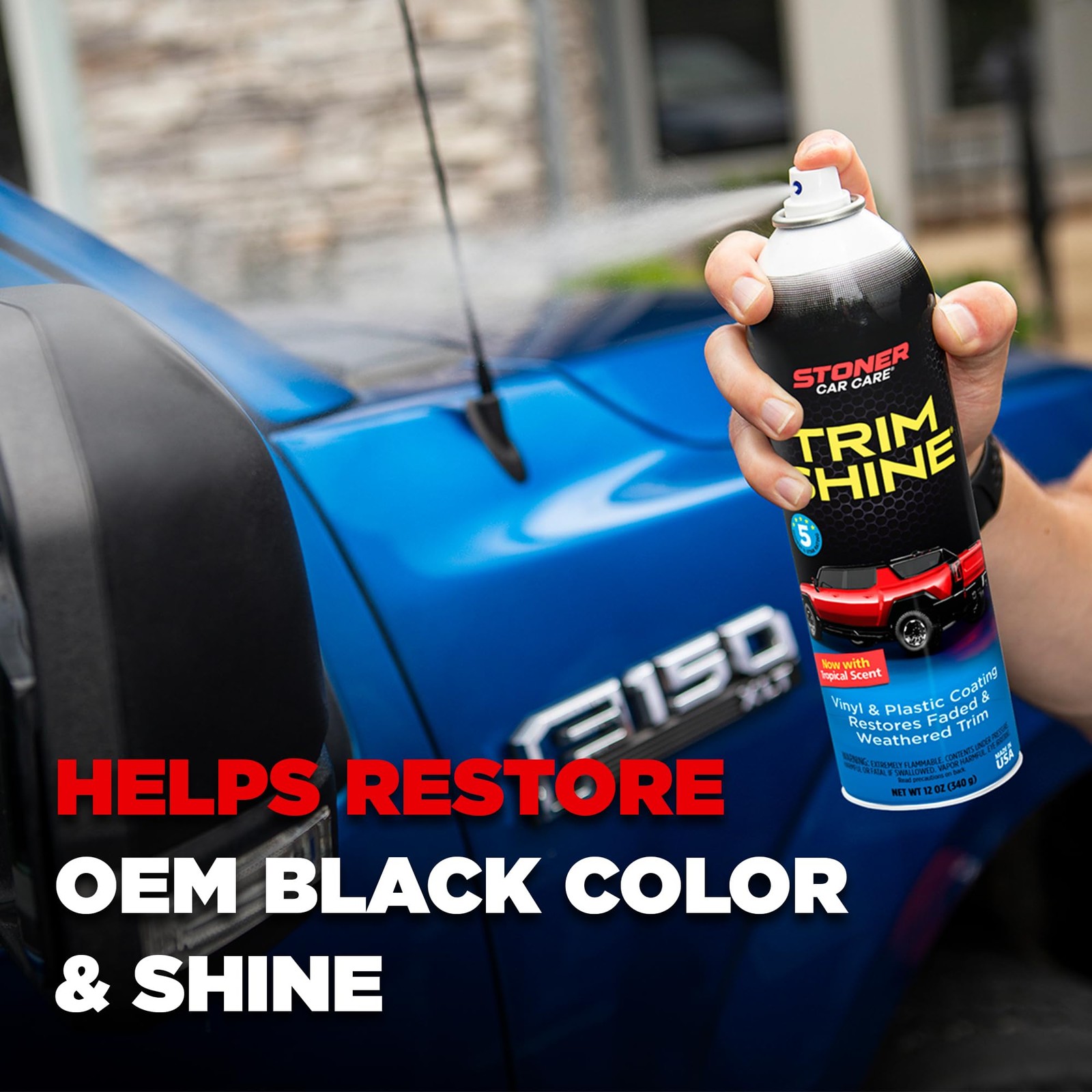 Trim Shine Restorer for Cars – Black Plastic Protectant Coating – 12 oz 6 Pack