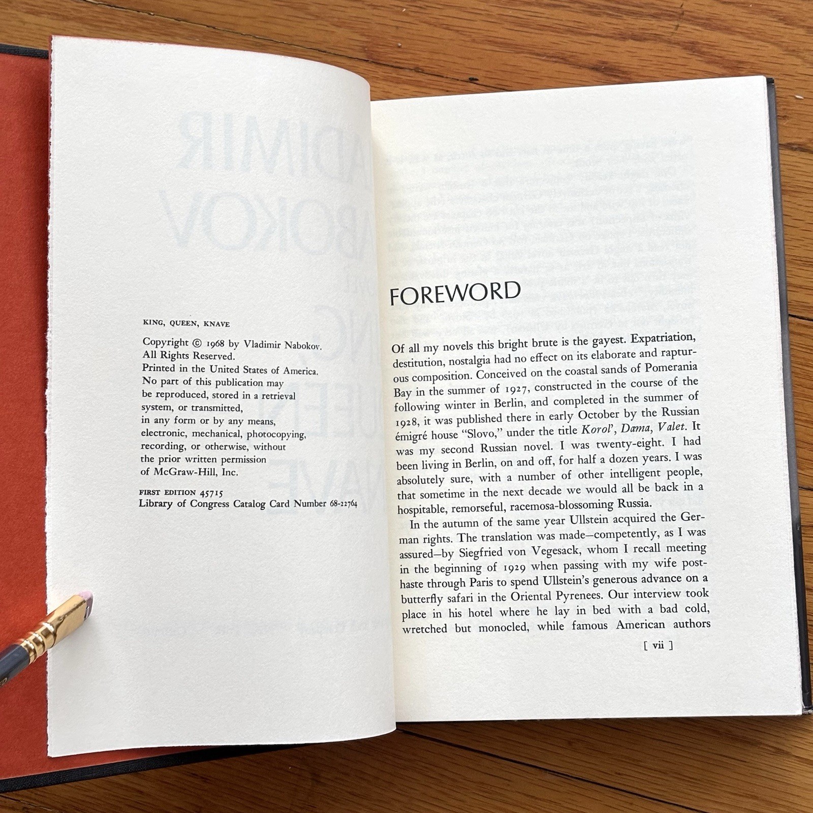 VLADIMIR NABOKOV—King Queen Knave—”This bright brute is my gayest novel”—1st HC