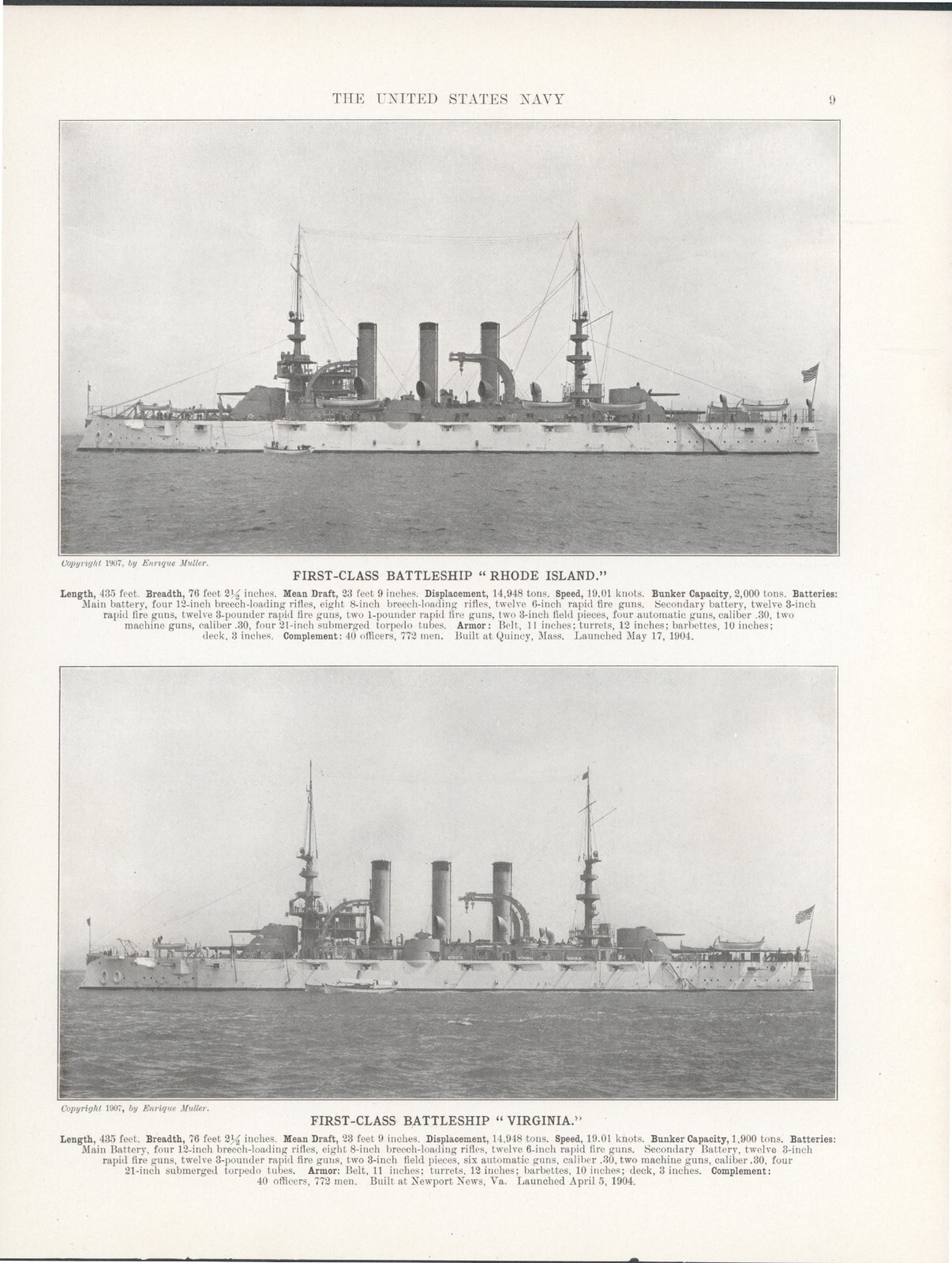 1908 Article * United States Navy * 32 Pages of Photos of Naval Ships