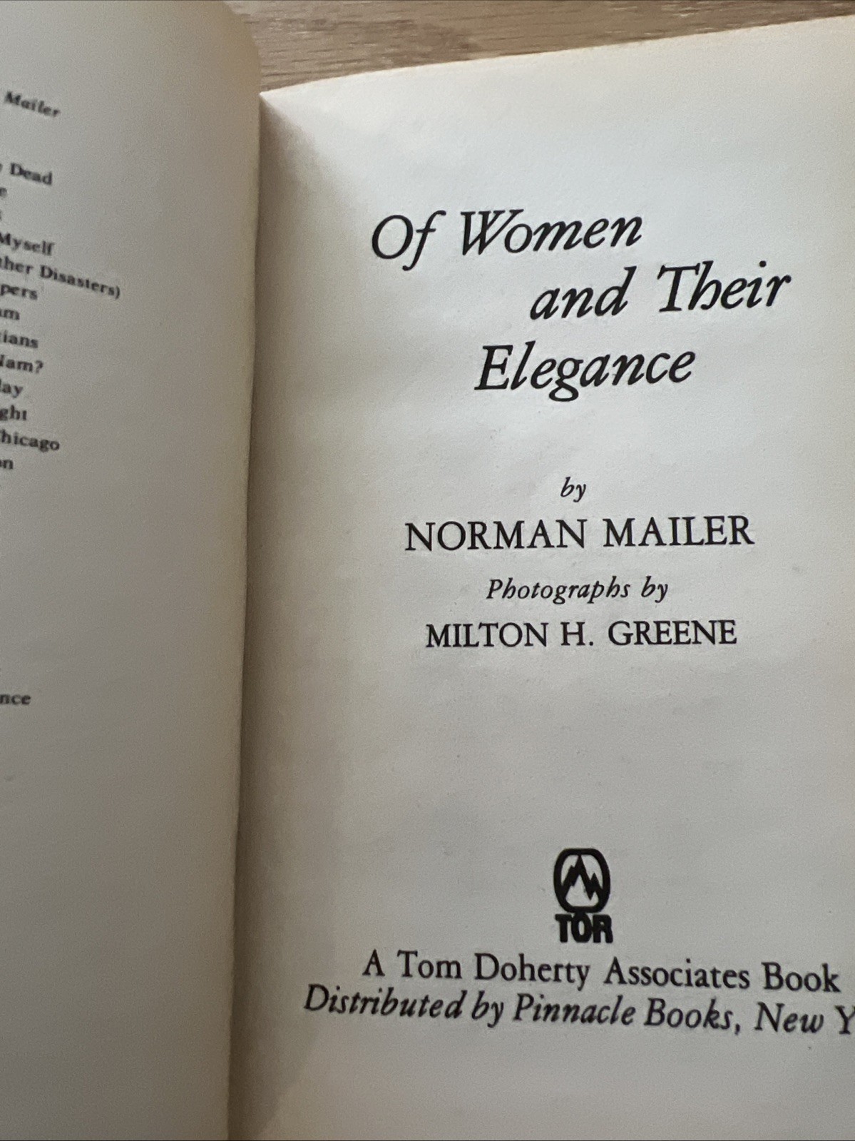 Of Women and Their Elegance by Norman Mailer 1981 Paperback TOR