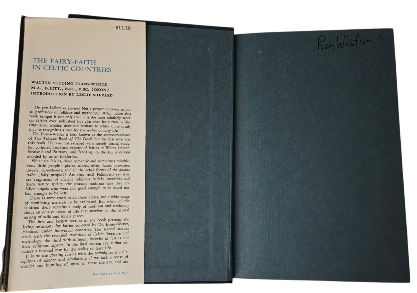 The Fairy-Faith In Celtic Countries Walter Yeerling Evans-Wentz 1966 HC Book
