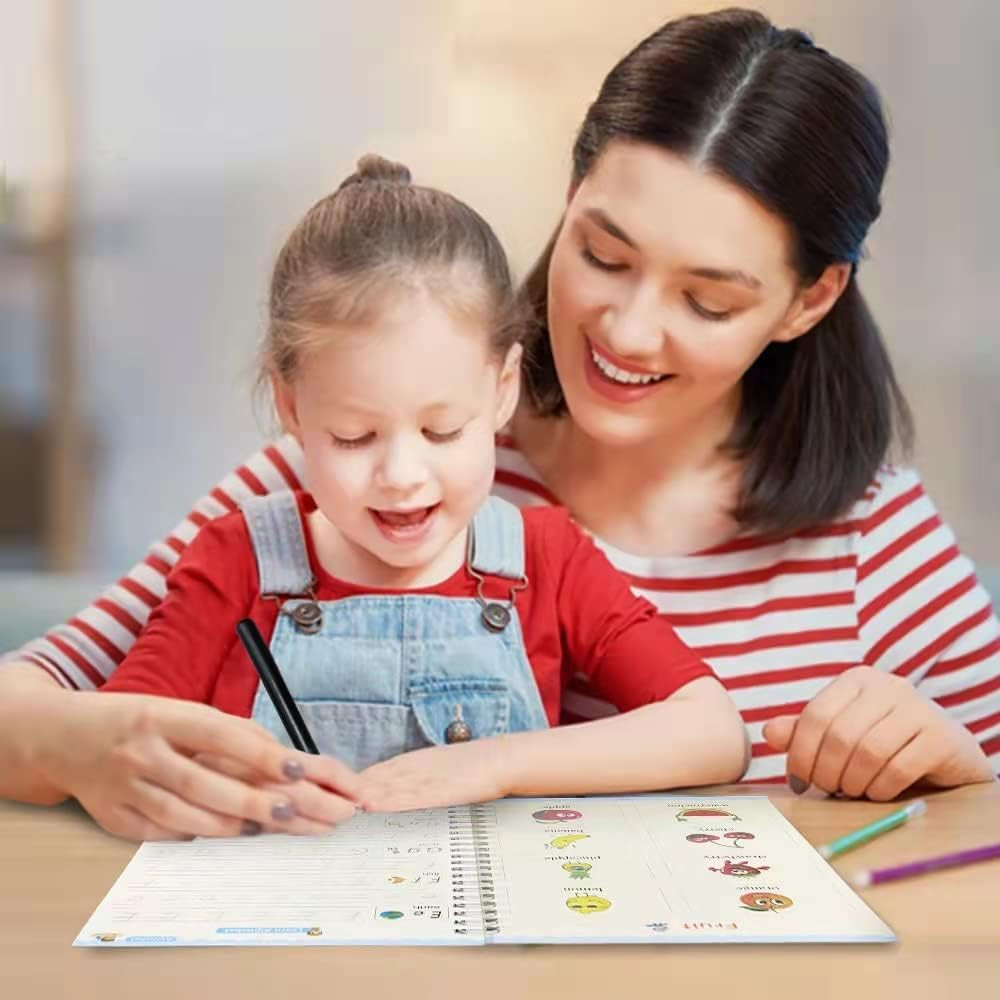 Magic Grooved Writing Practice Books, Reusable Handwriting Practice for Kids 3+