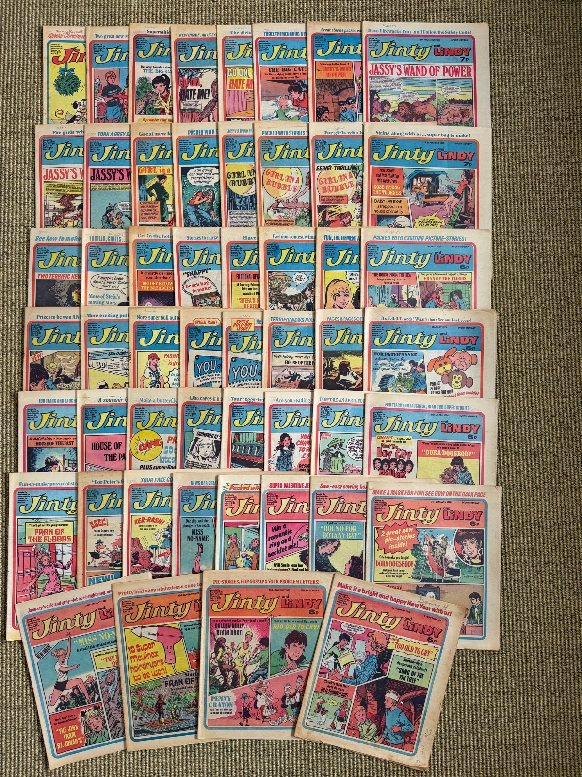 Jinty and Lindy comic, 1976 full year (52 issues), mainly FN to FN+