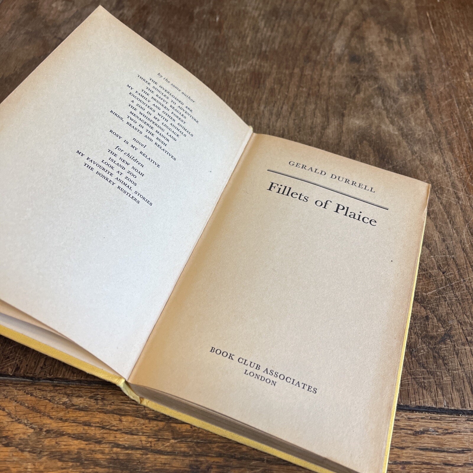 Fillets of Plaice Gerald Durrell hardback 1972 Book Club Edition