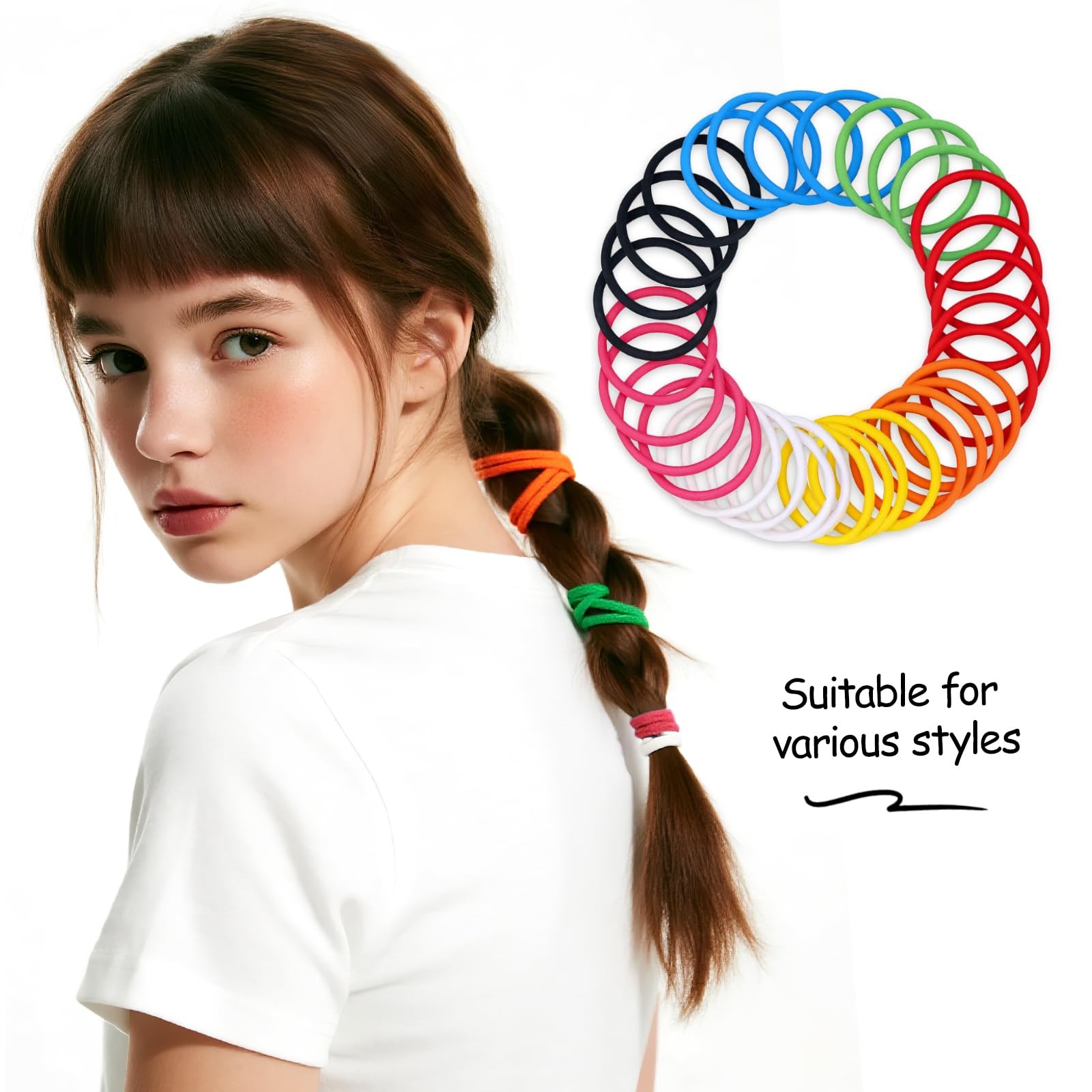 Ithyes 32Pcs hair ties for Women Thick Hair,4mm Elastic 1 Count (Pack of 32)