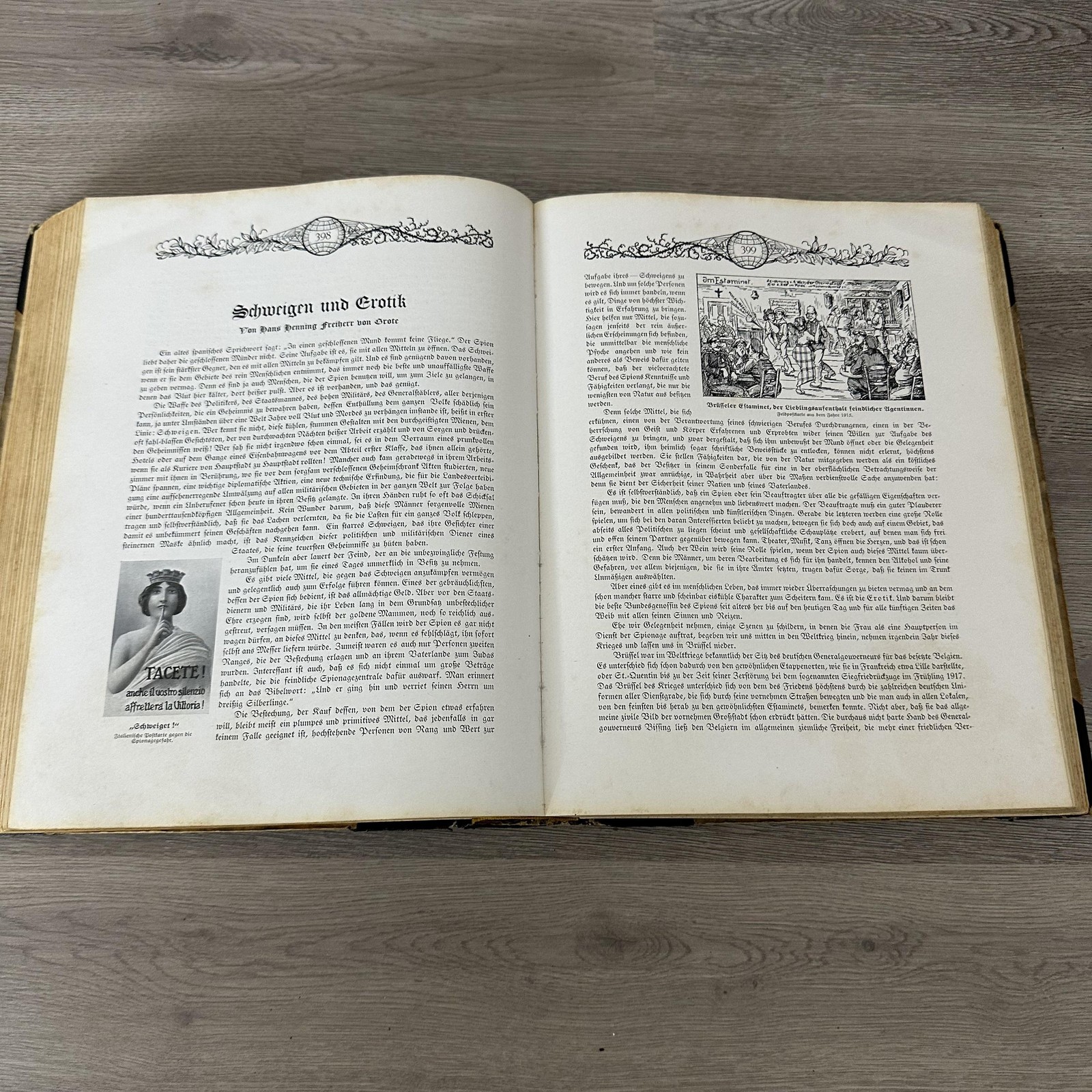 Vintage Die Weltkriegsspionage Hardcover 1921 Germany WWI Espionage Illustrated