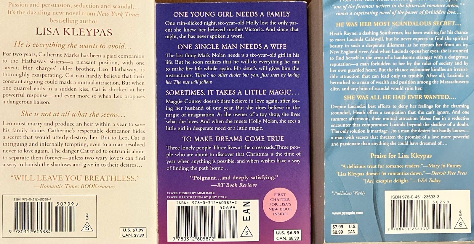(7 pb) ALL by author LISA KLEYPAS Historical romance
